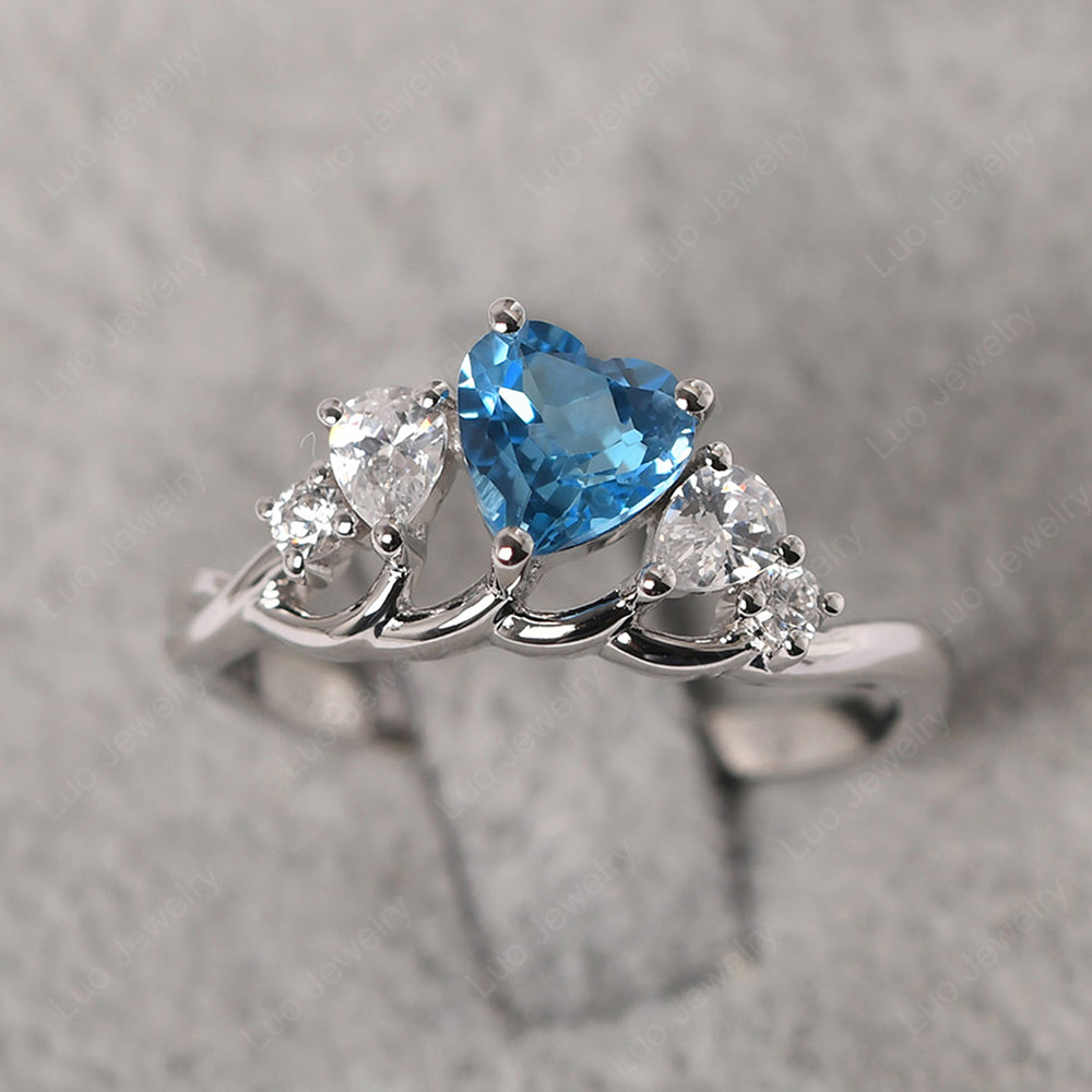 Heart Shaped Swiss Blue Topaz Cluster Ring - LUO Jewelry