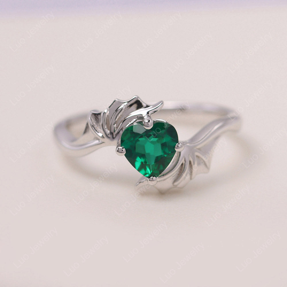 Heart Shaped Emerald Bat Ring