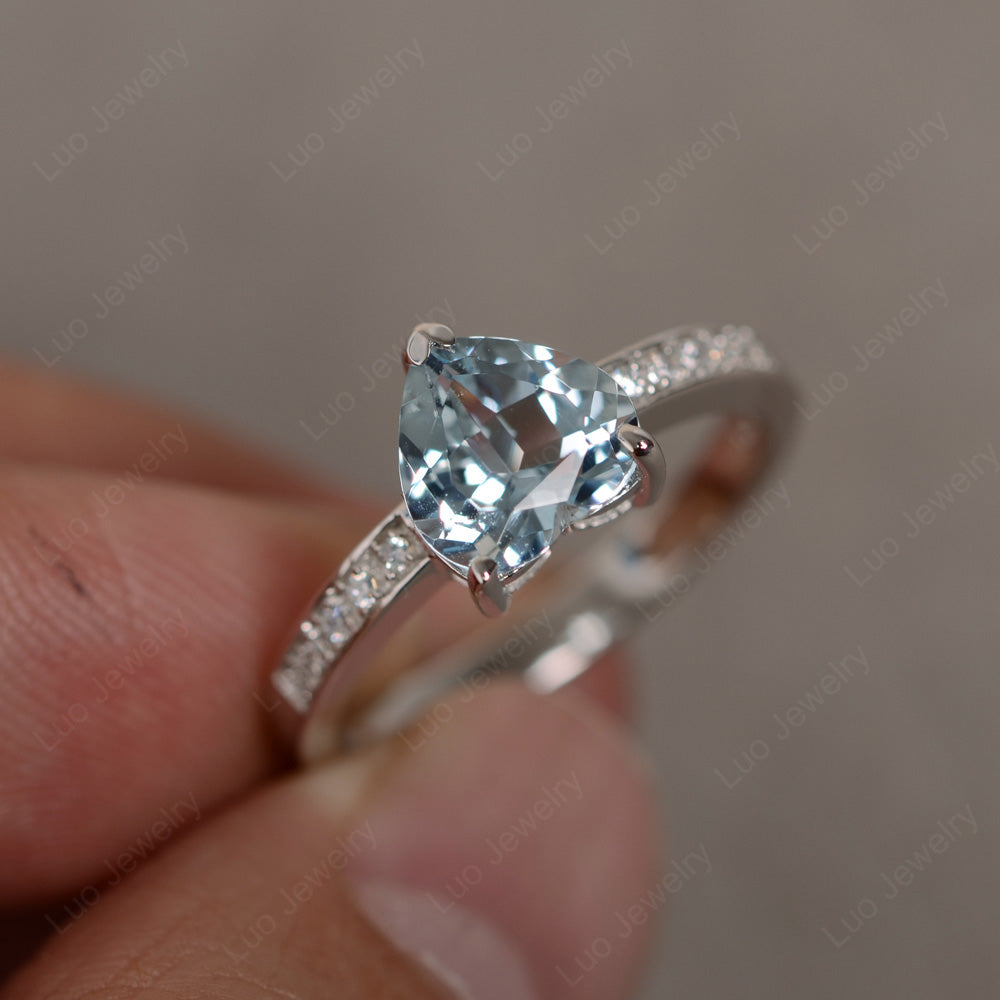 Hear Cut Aquamarine Engagement Ring White Gold - LUO Jewelry