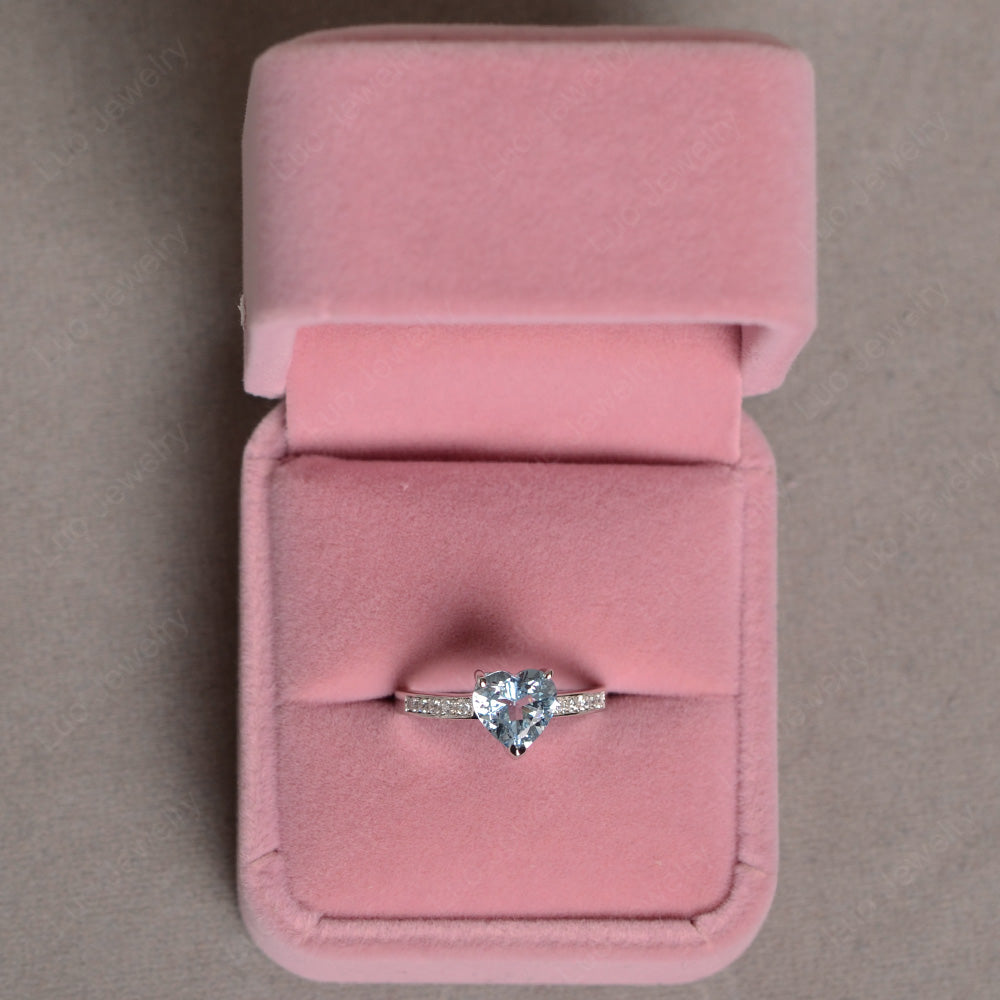 Hear Cut Aquamarine Engagement Ring White Gold - LUO Jewelry