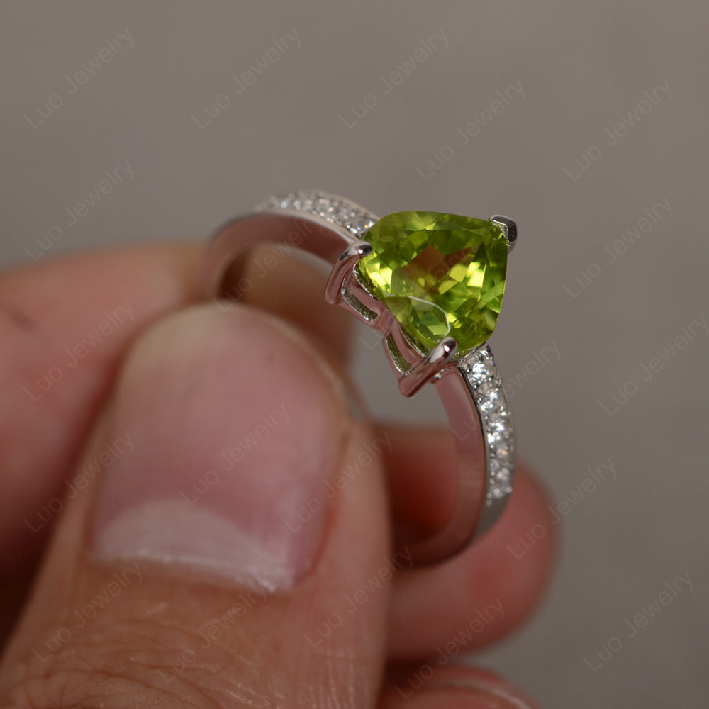Hear Cut Peridot Engagement Ring White Gold - LUO Jewelry