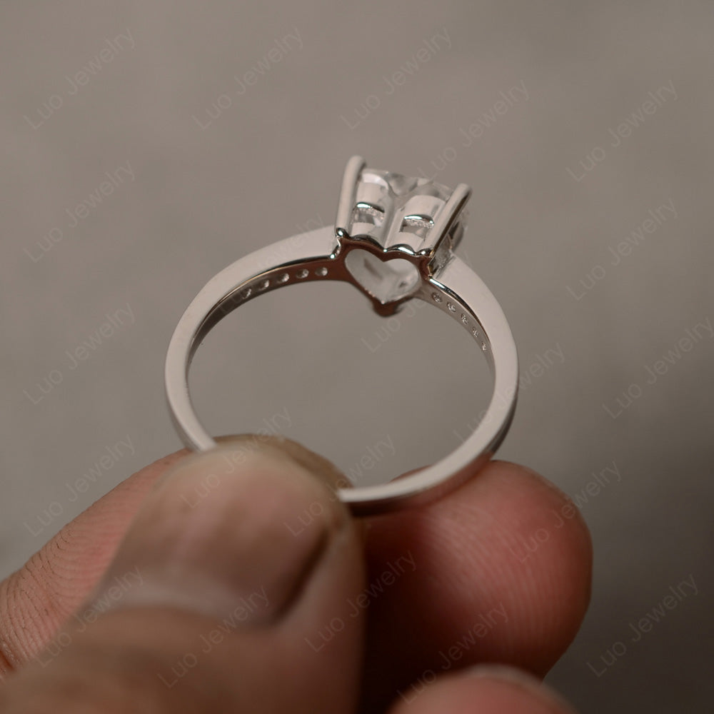 Hear Cut White Topaz Engagement Ring White Gold - LUO Jewelry