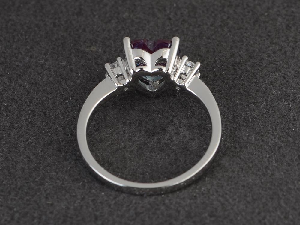 Heart Lab Alexandrite Engagement Ring - LUO Jewelry