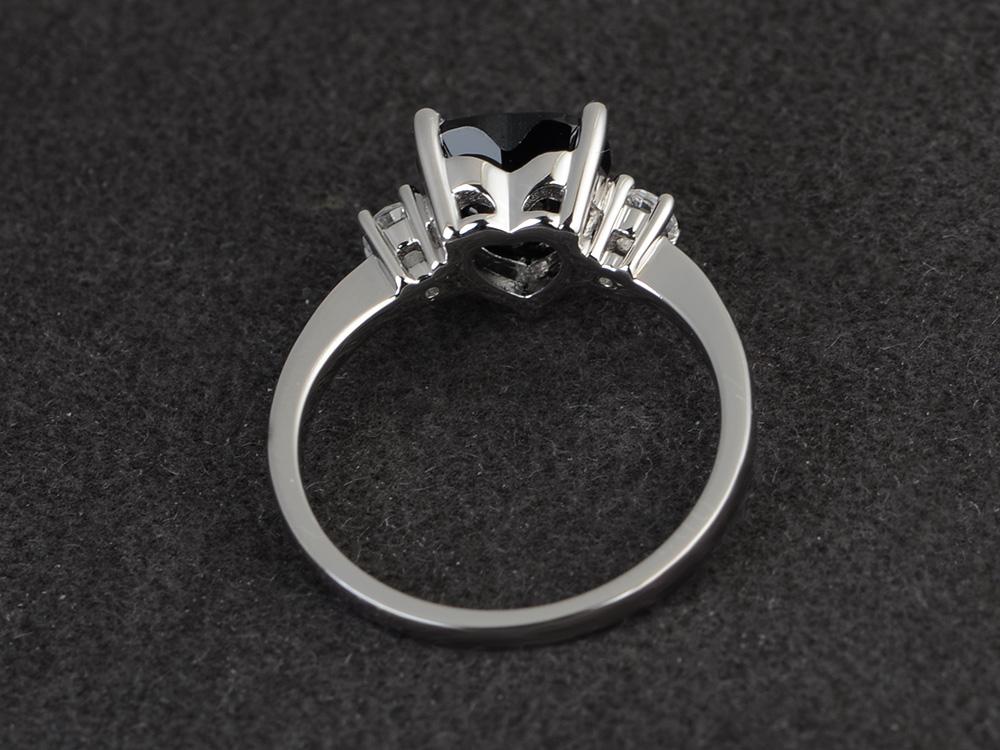 Heart Black Spinel Engagement Ring - LUO Jewelry
