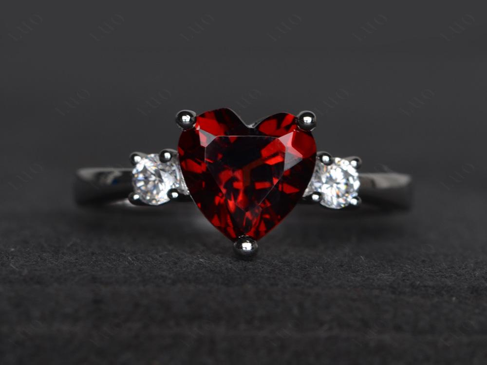 Heart Garnet Engagement Ring - LUO Jewelry