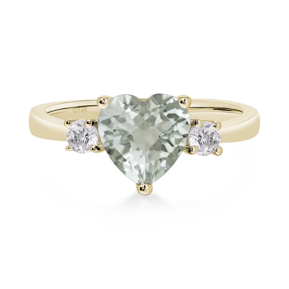 Heart Green Amethyst Engagement Ring - LUO Jewelry #metal_14k yellow gold