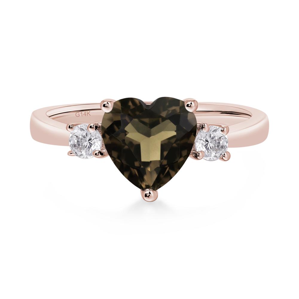 Heart Smoky Quartz Engagement Ring - LUO Jewelry #metal_14k rose gold