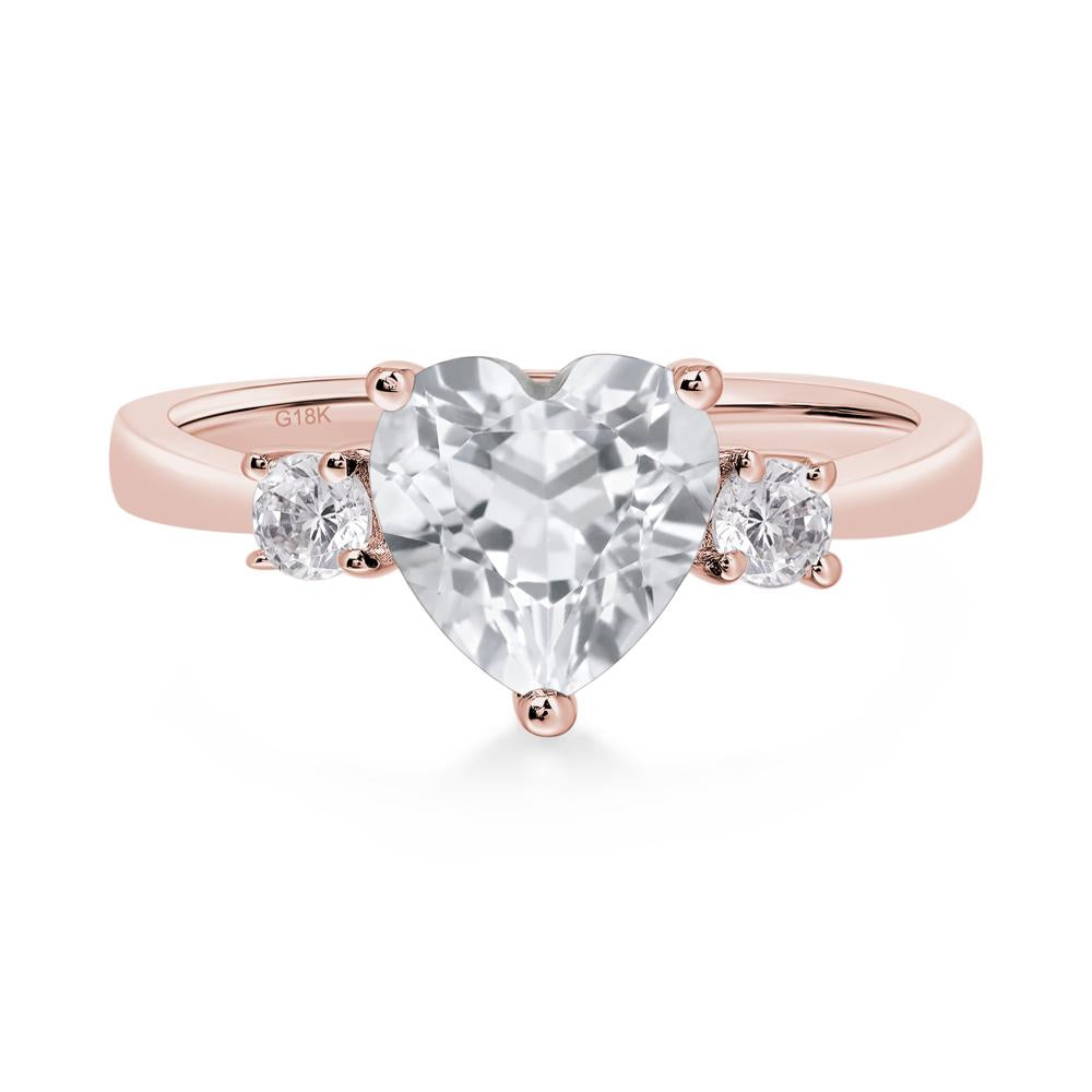 Heart White Topaz Engagement Ring - LUO Jewelry #metal_18k rose gold