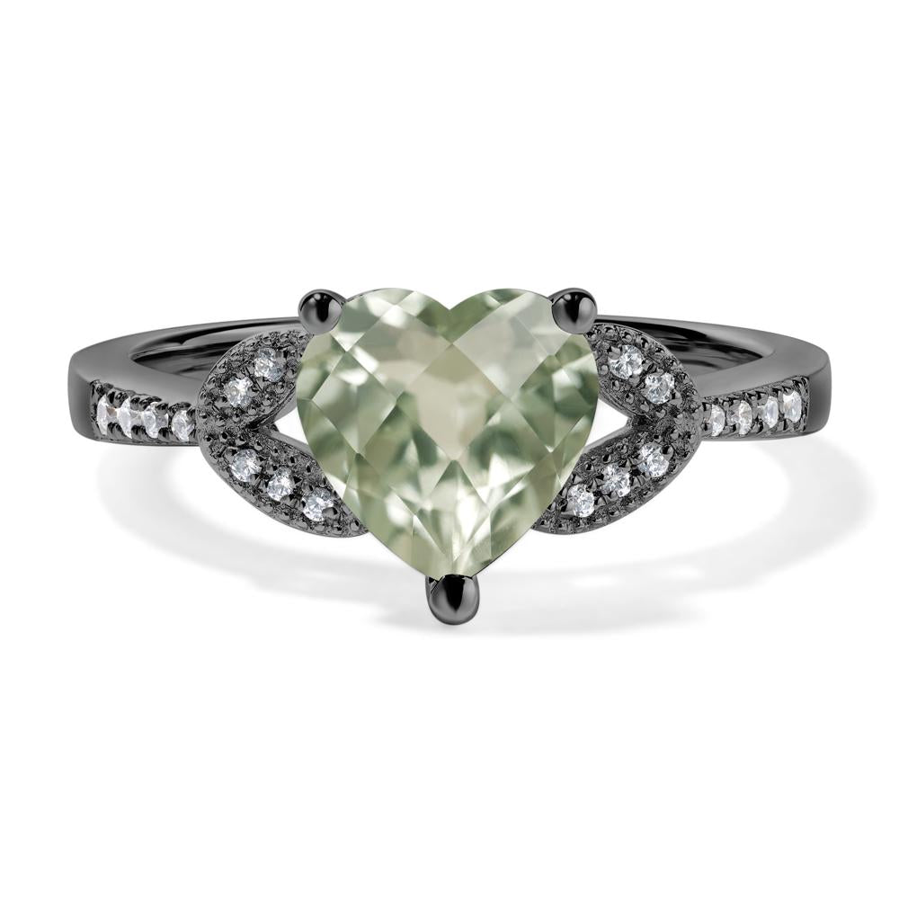 Heart Shaped Green Amethyst Engagement Ring - LUO Jewelry #metal_black finish sterling silver