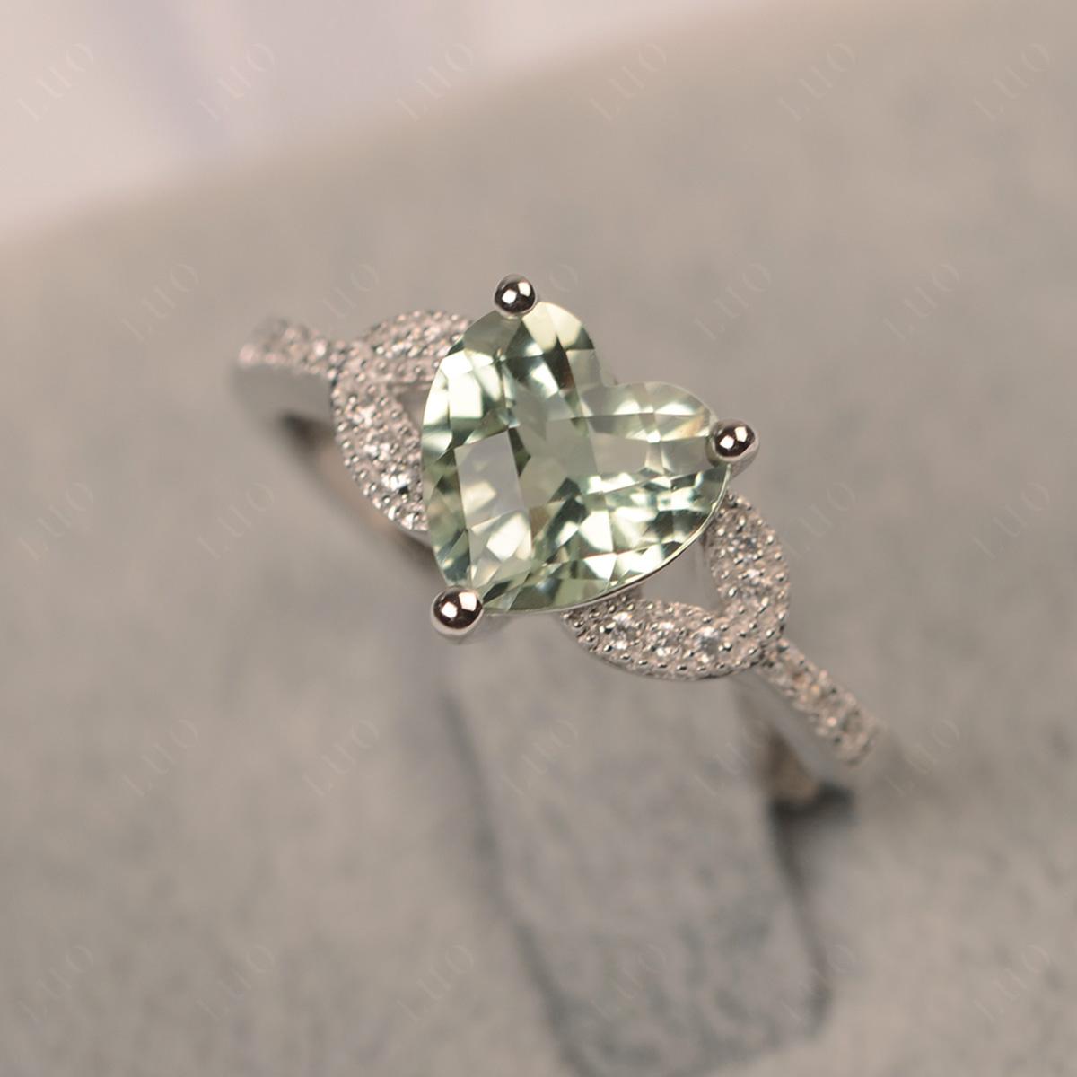 Heart Shaped Green Amethyst Engagement Ring - LUO Jewelry