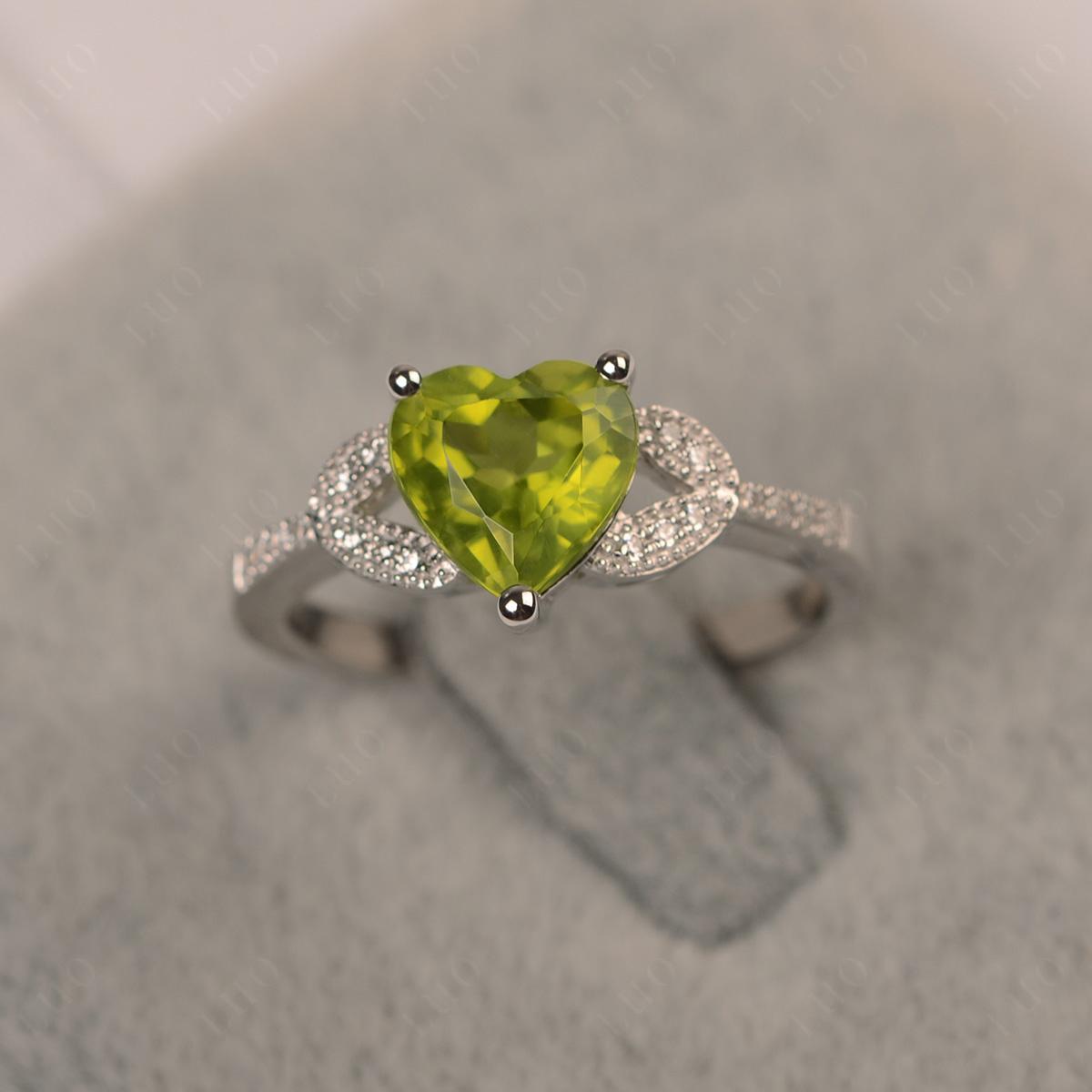 Heart Shaped Peridot Engagement Ring - LUO Jewelry