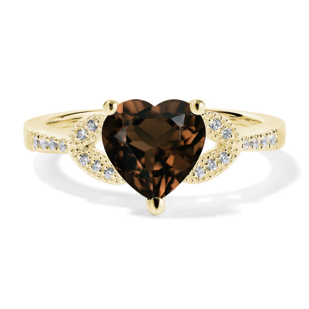 Heart Shaped Smoky Quartz Engagement Ring - LUO Jewelry #metal_18k yellow gold