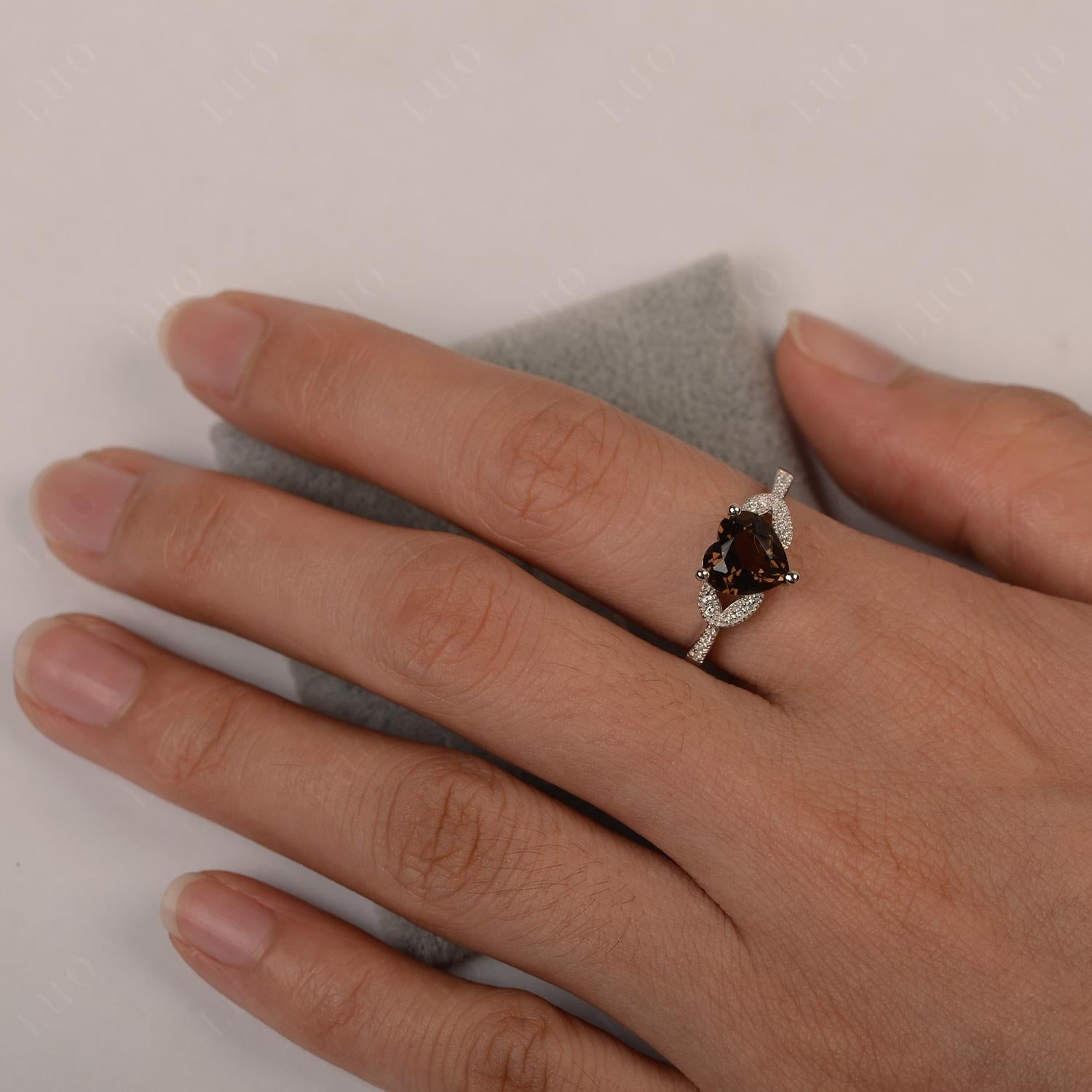 Heart Shaped Smoky Quartz Engagement Ring - LUO Jewelry