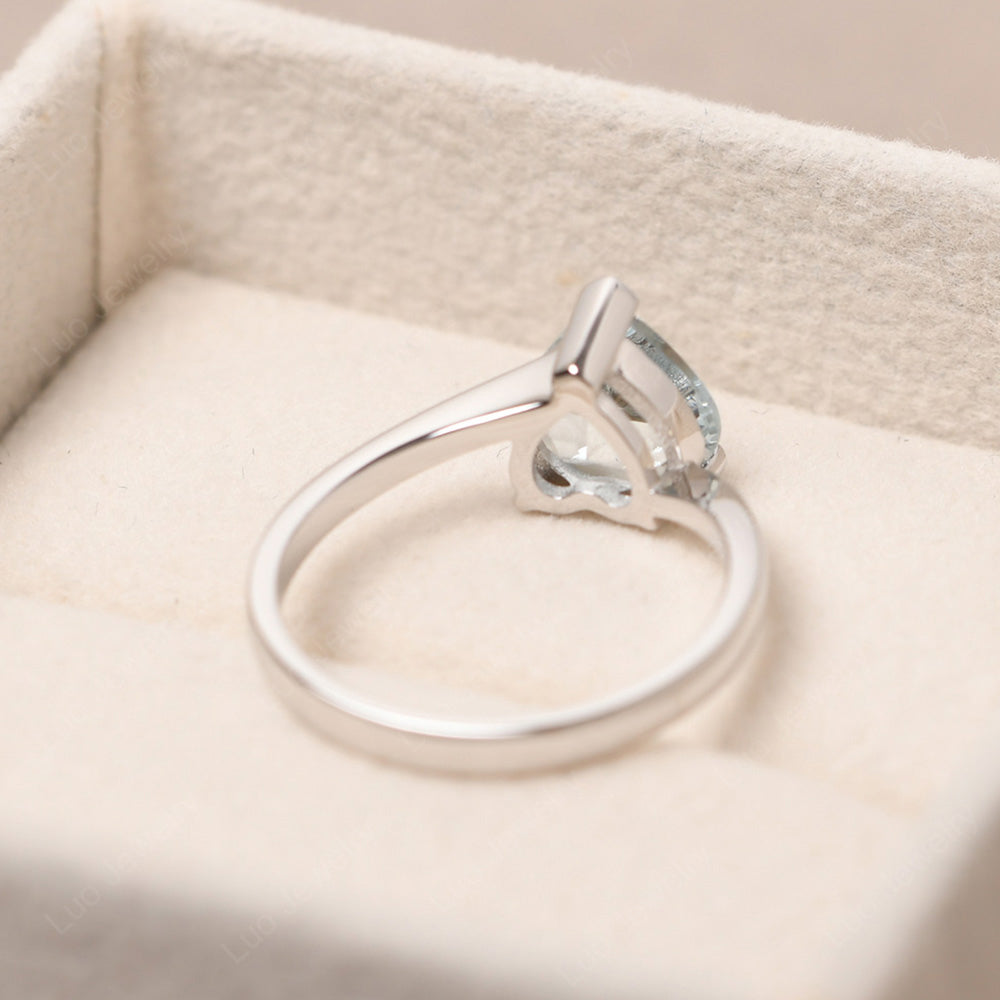 Aquamarine Ring Heart Solitaire Ring White Gold - LUO Jewelry