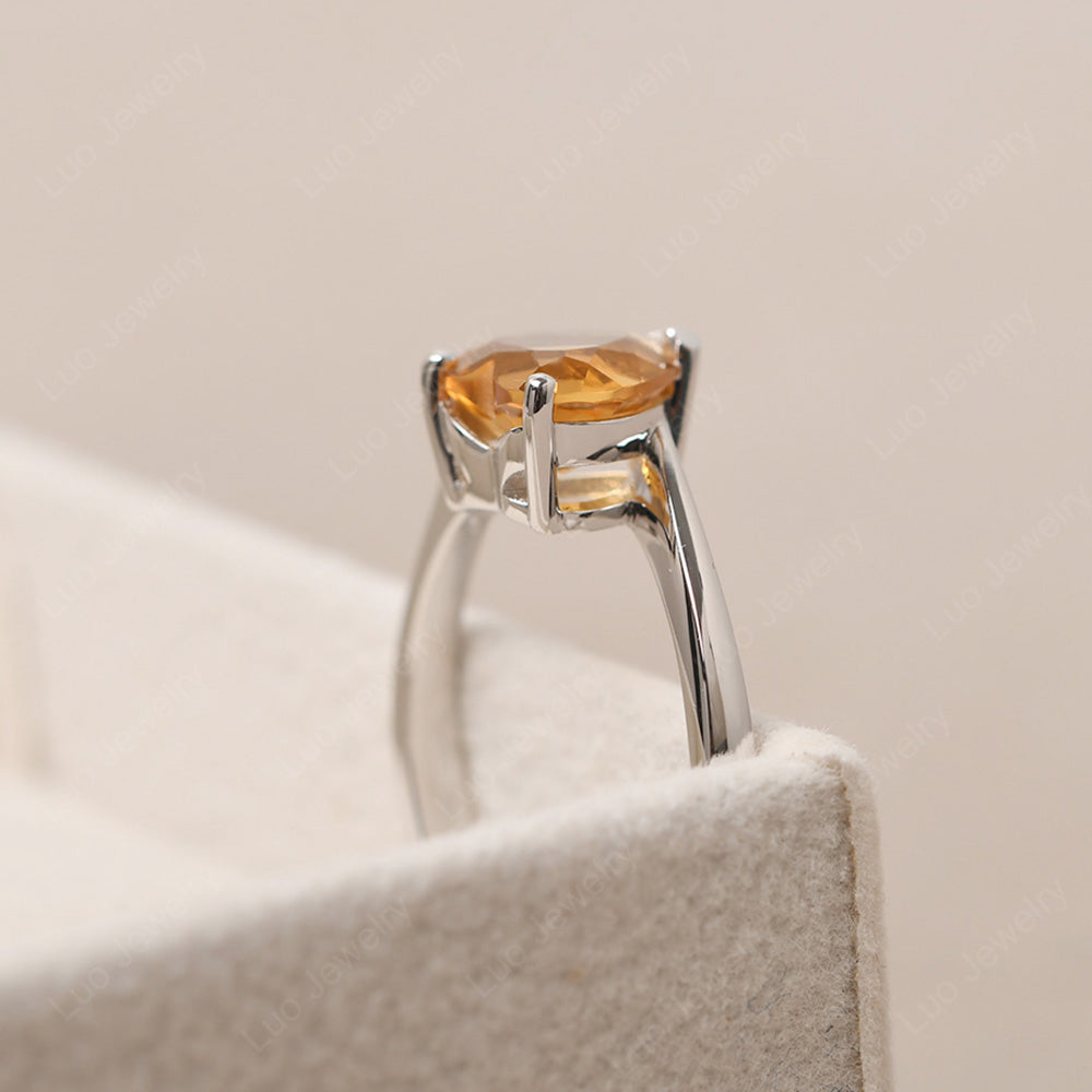 Citrine Ring Heart Solitaire Ring White Gold - LUO Jewelry