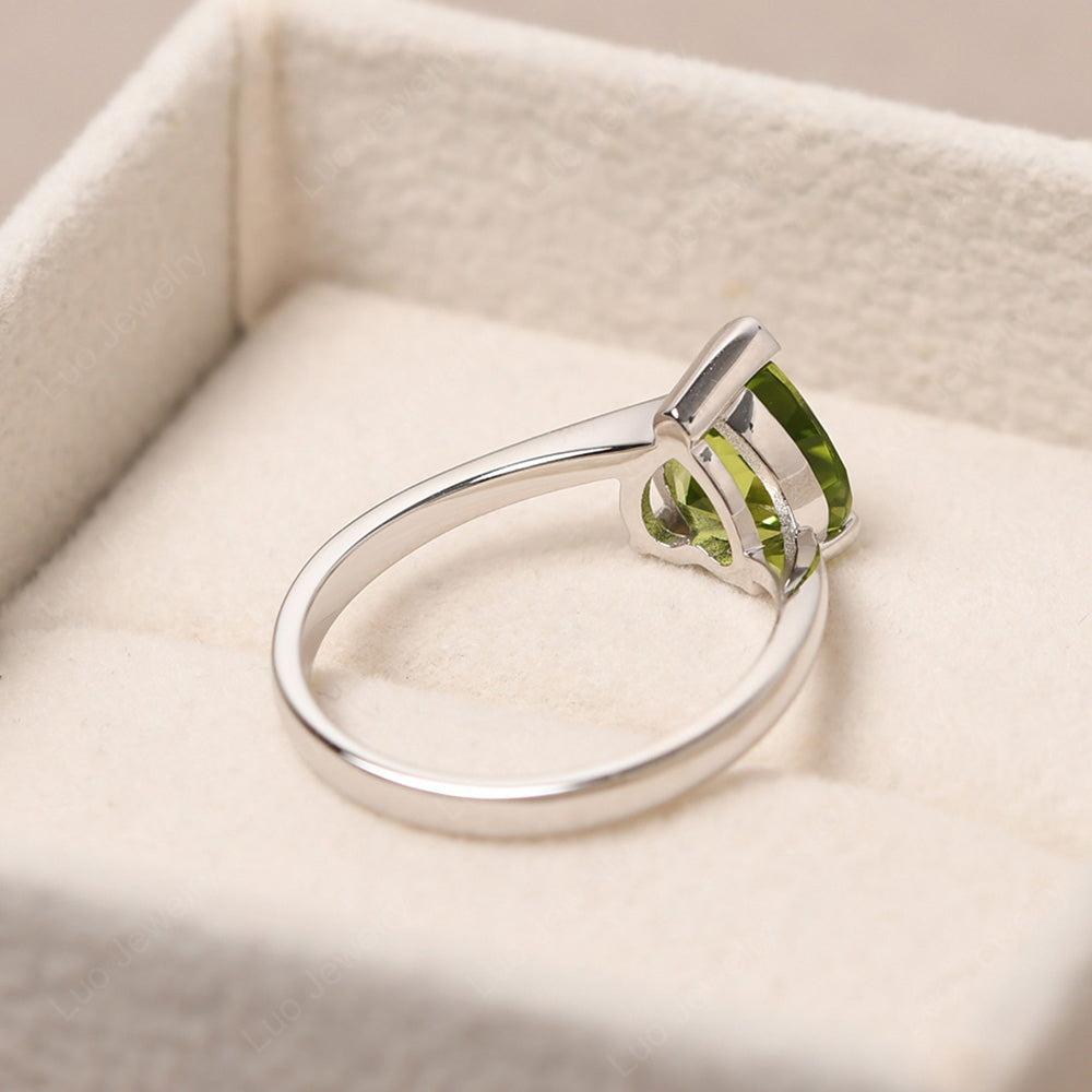 Peridot Ring Heart Solitaire Ring White Gold - LUO Jewelry