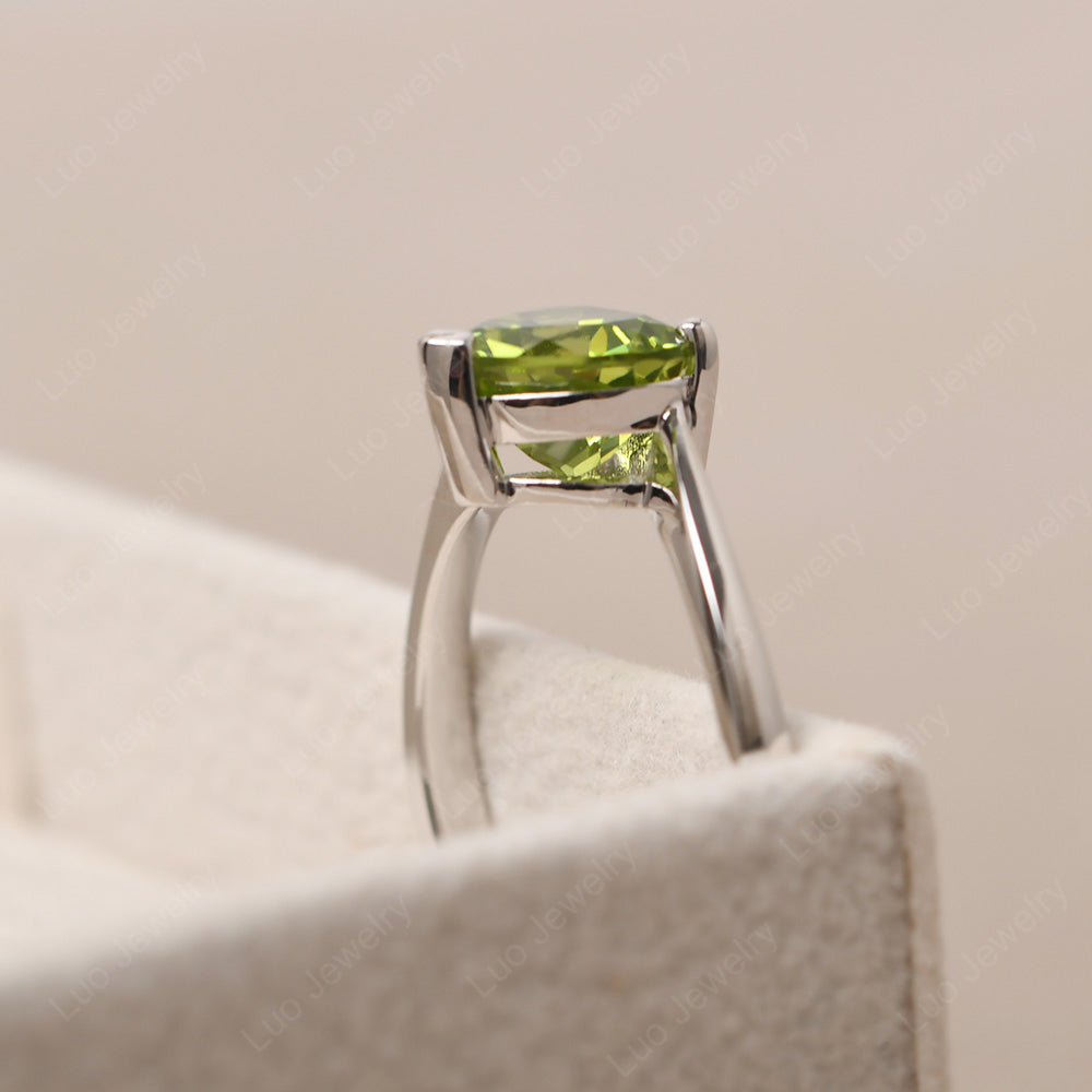 Peridot Ring Heart Solitaire Ring White Gold - LUO Jewelry