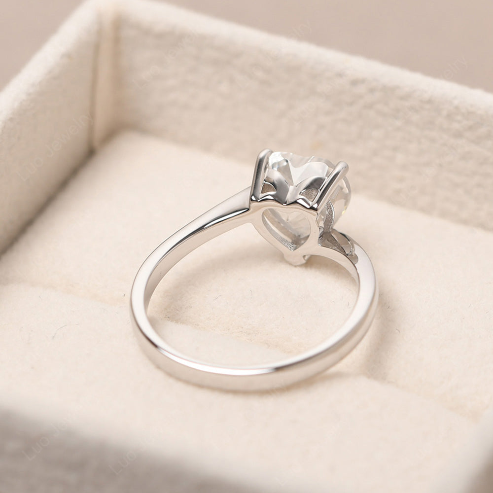 White Topaz Ring Heart Solitaire Ring White Gold - LUO Jewelry