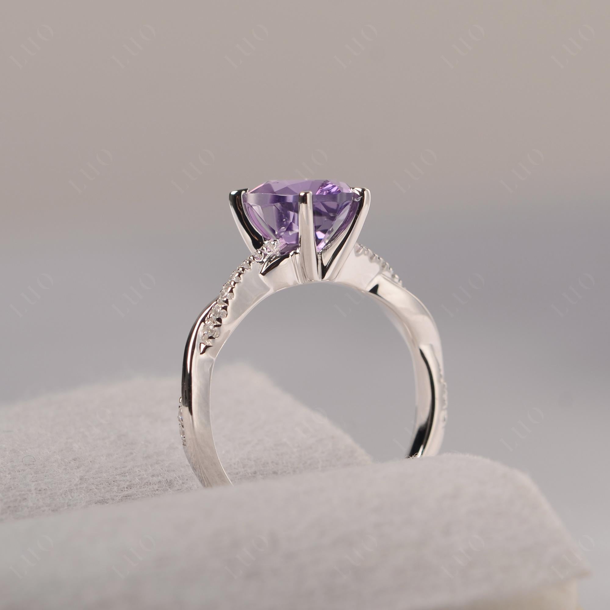 Twisted Heart Shaped Amethyst Ring - LUO Jewelry