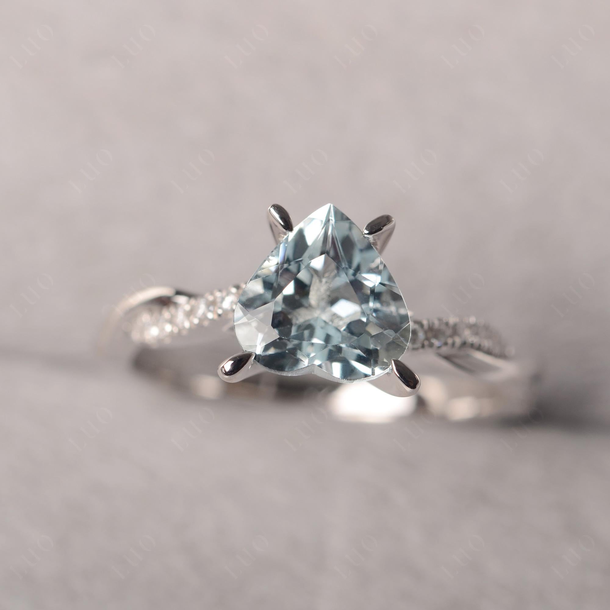 Twisted Heart Shaped Aquamarine Ring - LUO Jewelry