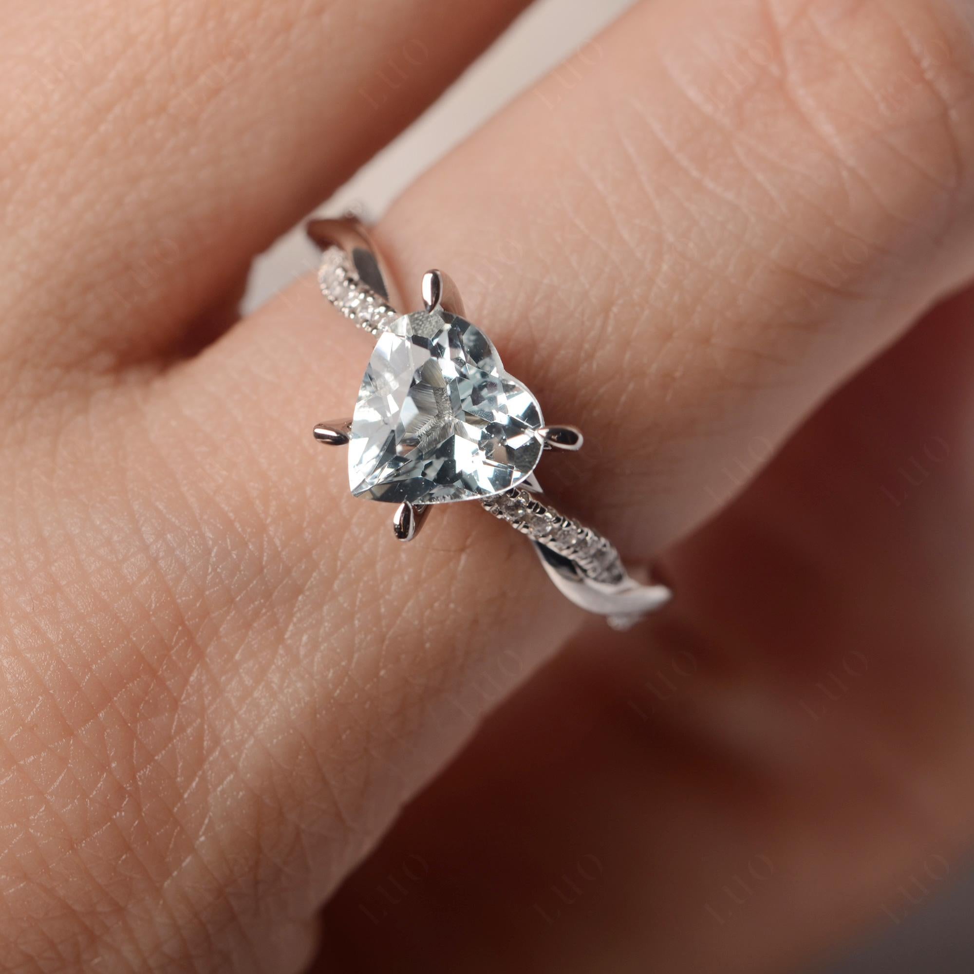 Twisted Heart Shaped Aquamarine Ring - LUO Jewelry