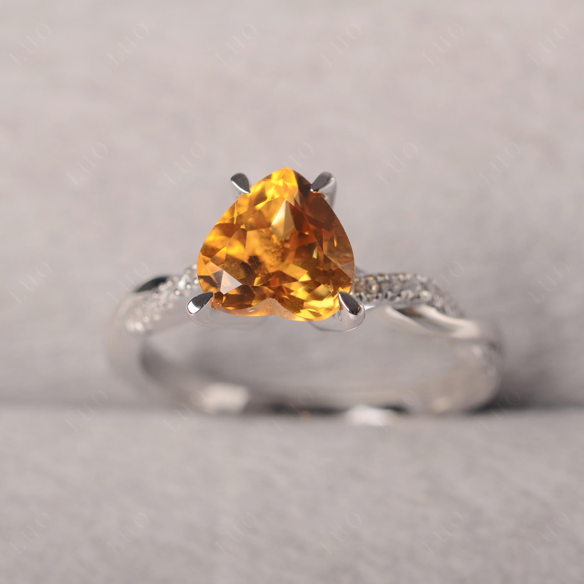 Twisted Heart Shaped Citrine Ring - LUO Jewelry