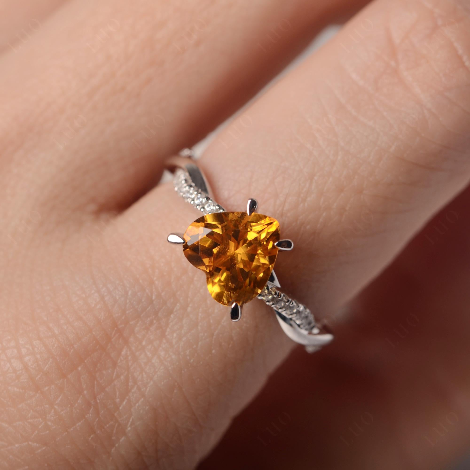 Twisted Heart Shaped Citrine Ring - LUO Jewelry