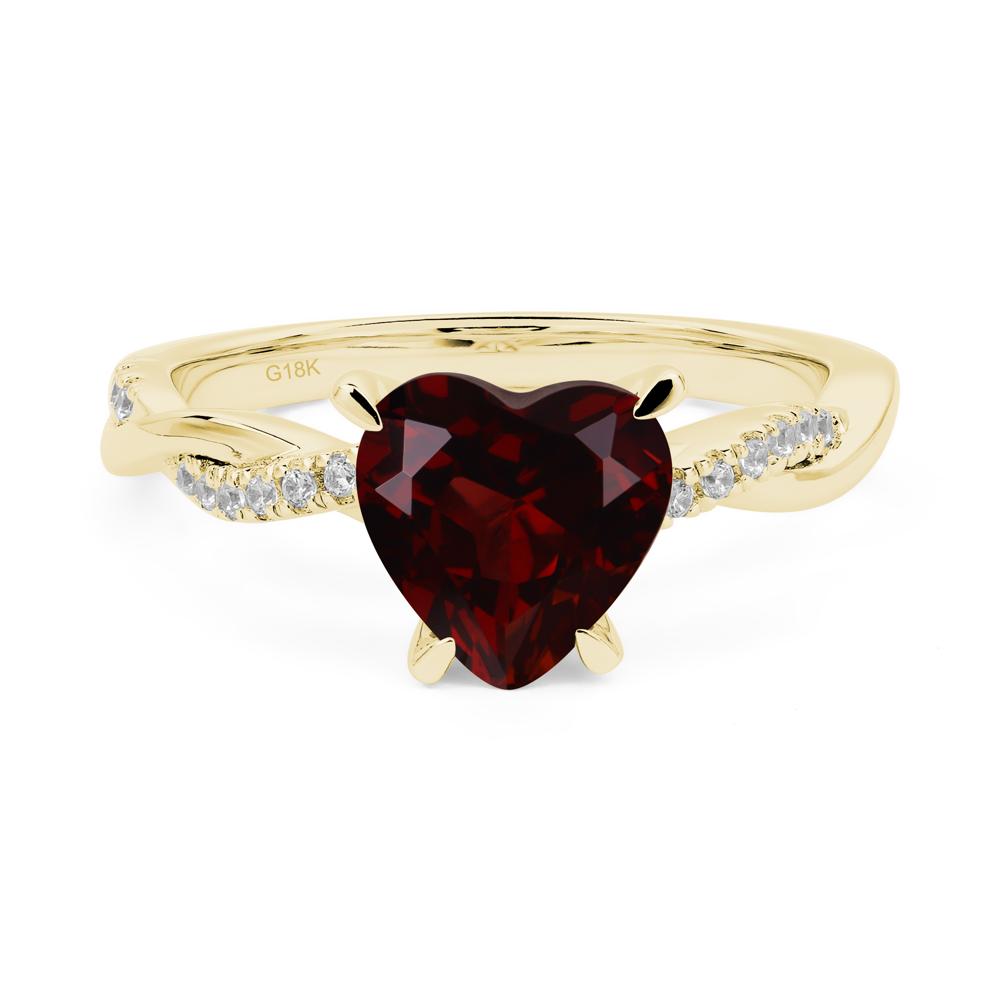 Twisted Heart Shaped Garnet Ring - LUO Jewelry #metal_18k yellow gold
