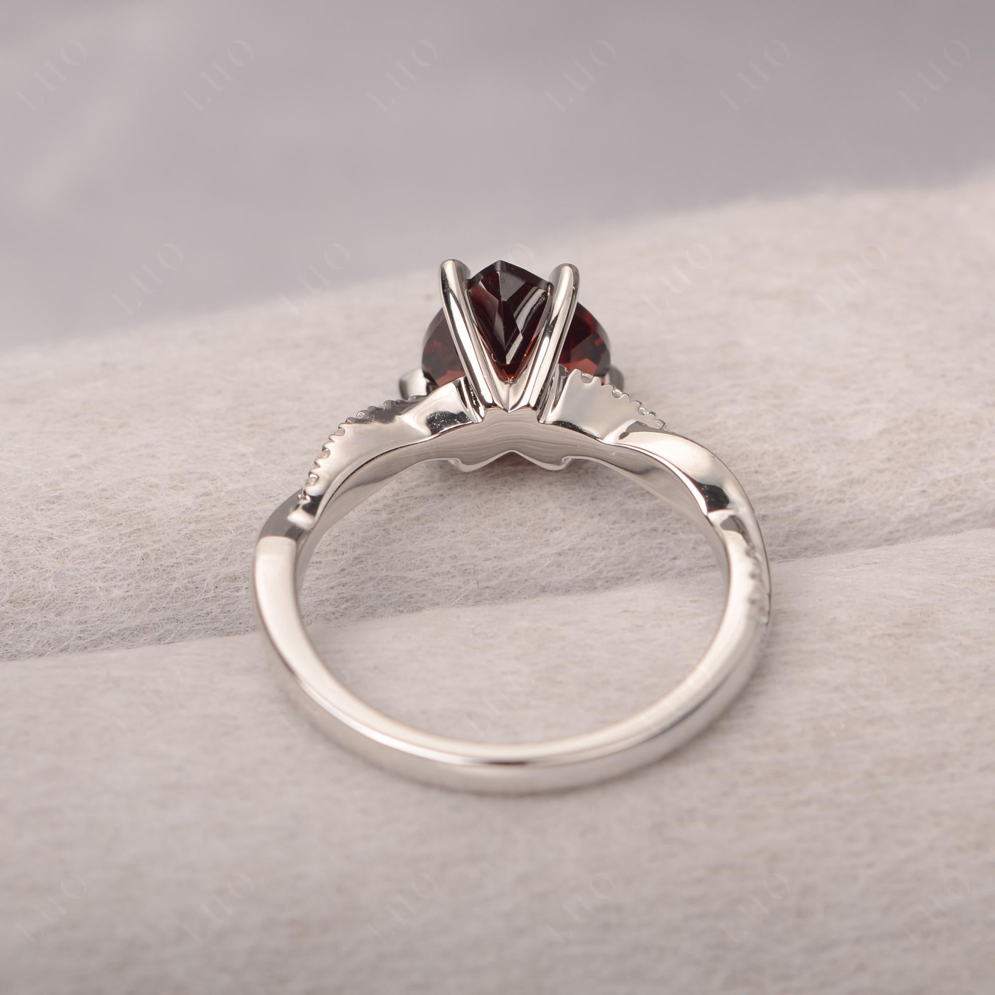 Twisted Heart Shaped Garnet Ring - LUO Jewelry