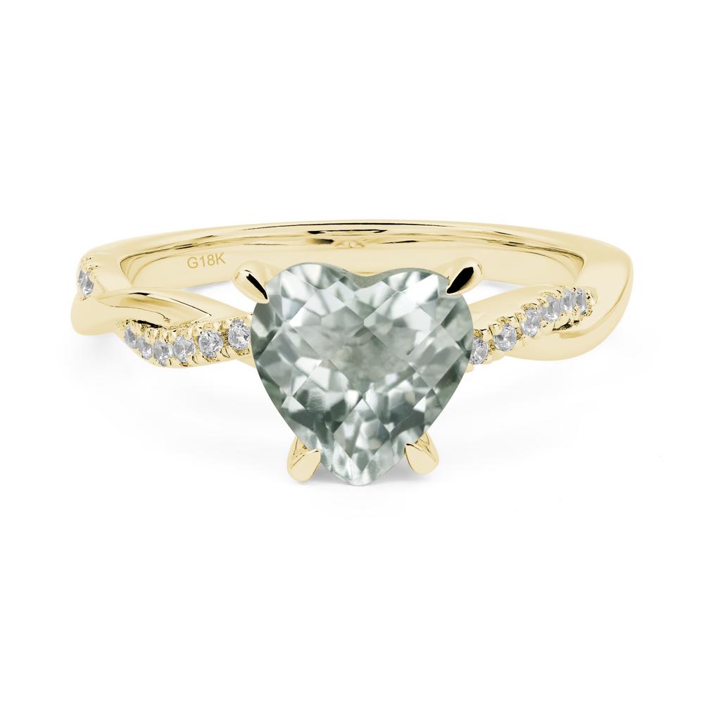Twisted Heart Shaped Green Amethyst Ring - LUO Jewelry #metal_18k yellow gold