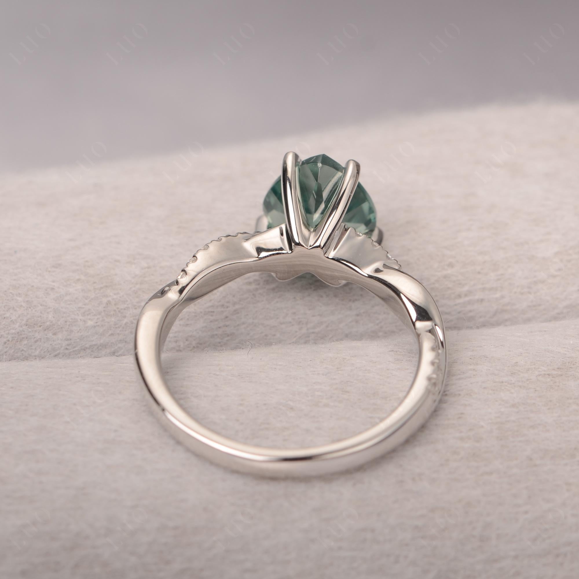 Twisted Heart Shaped Lab Created Green Sapphire Ring - LUO Jewelry