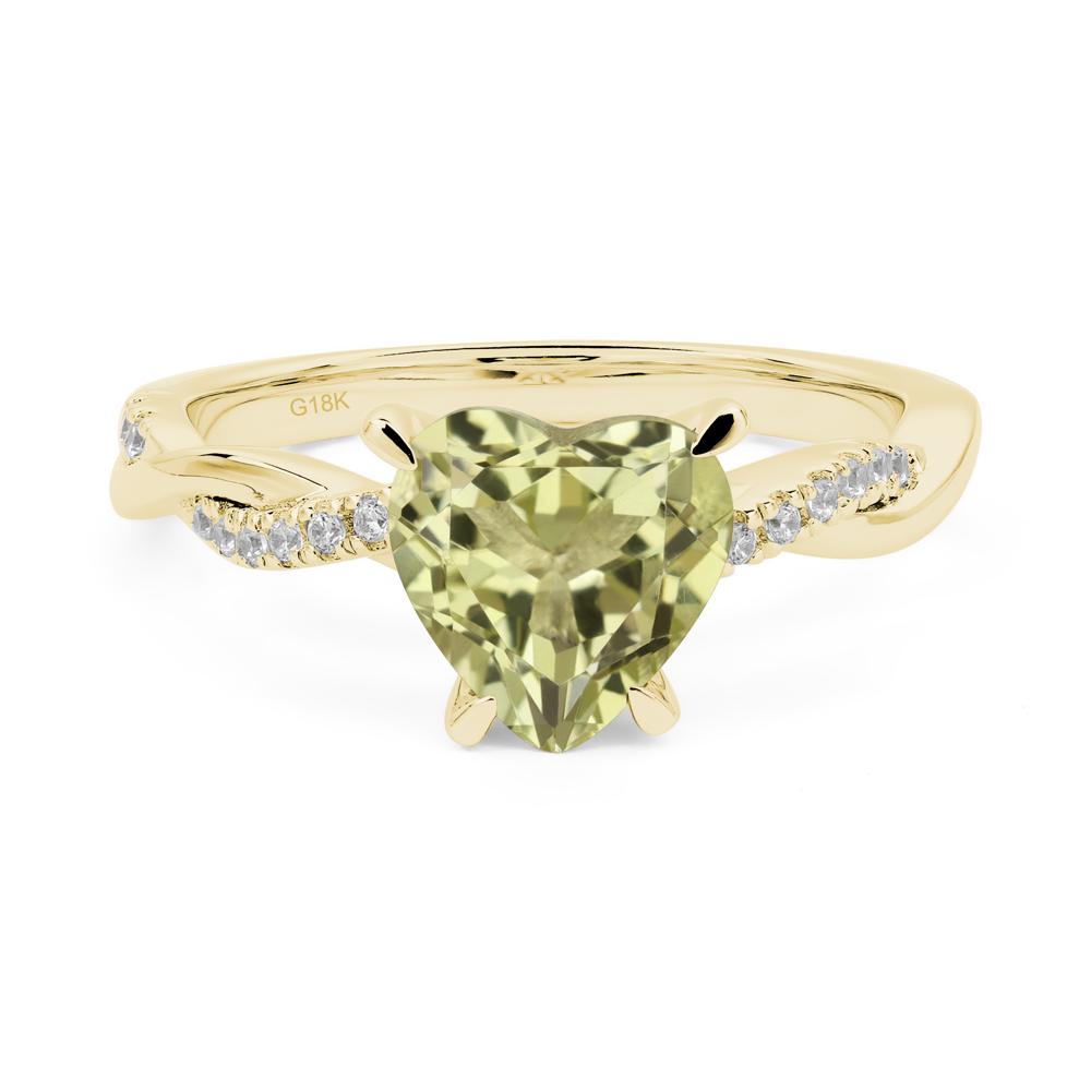 Twisted Heart Shaped Lemon Quartz Ring - LUO Jewelry #metal_18k yellow gold