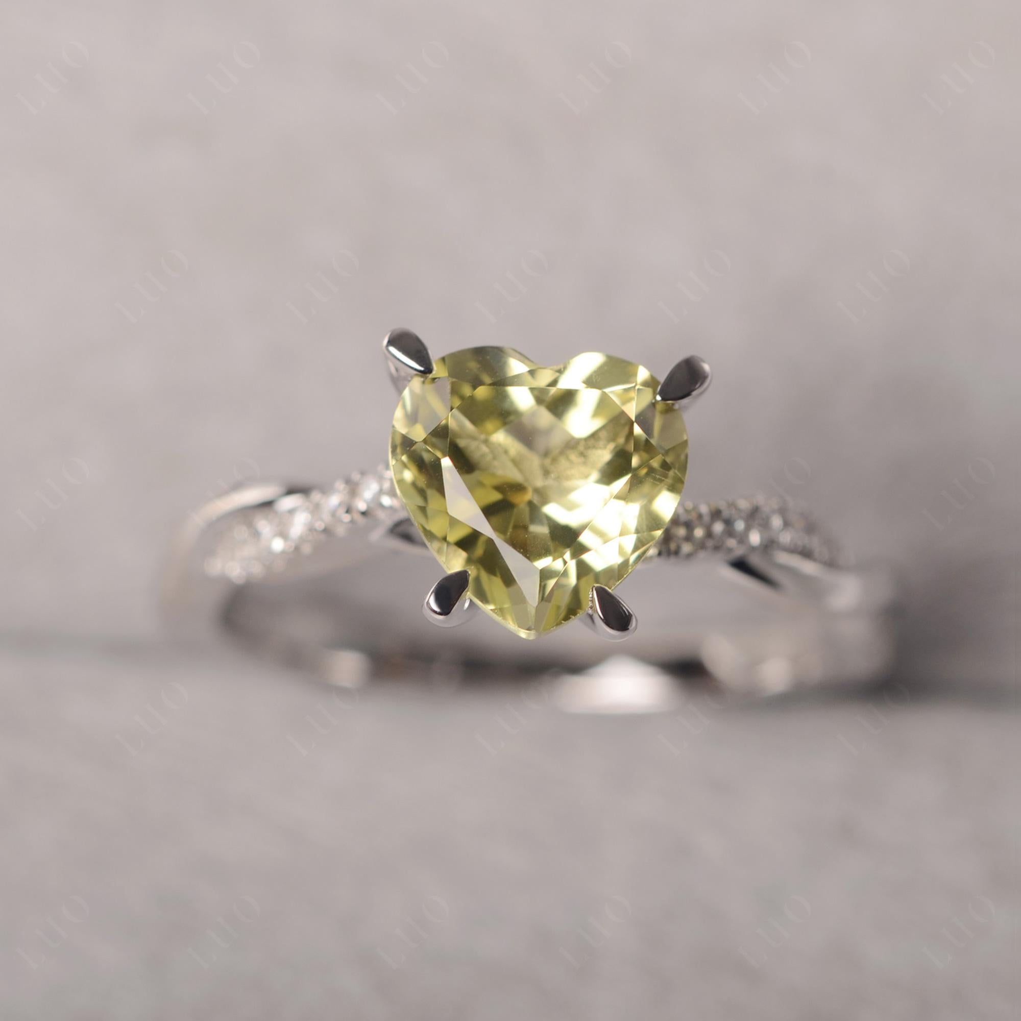 Twisted Heart Shaped Lemon Quartz Ring - LUO Jewelry