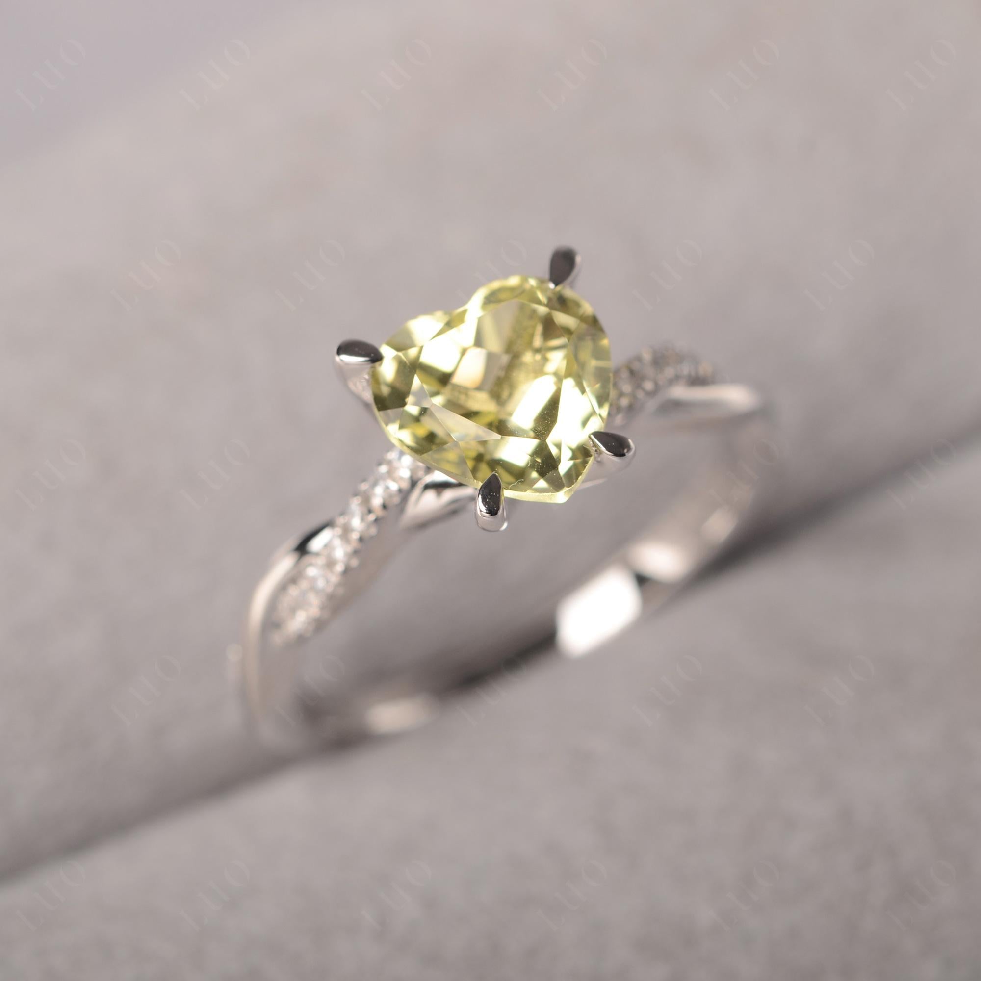 Twisted Heart Shaped Lemon Quartz Ring - LUO Jewelry