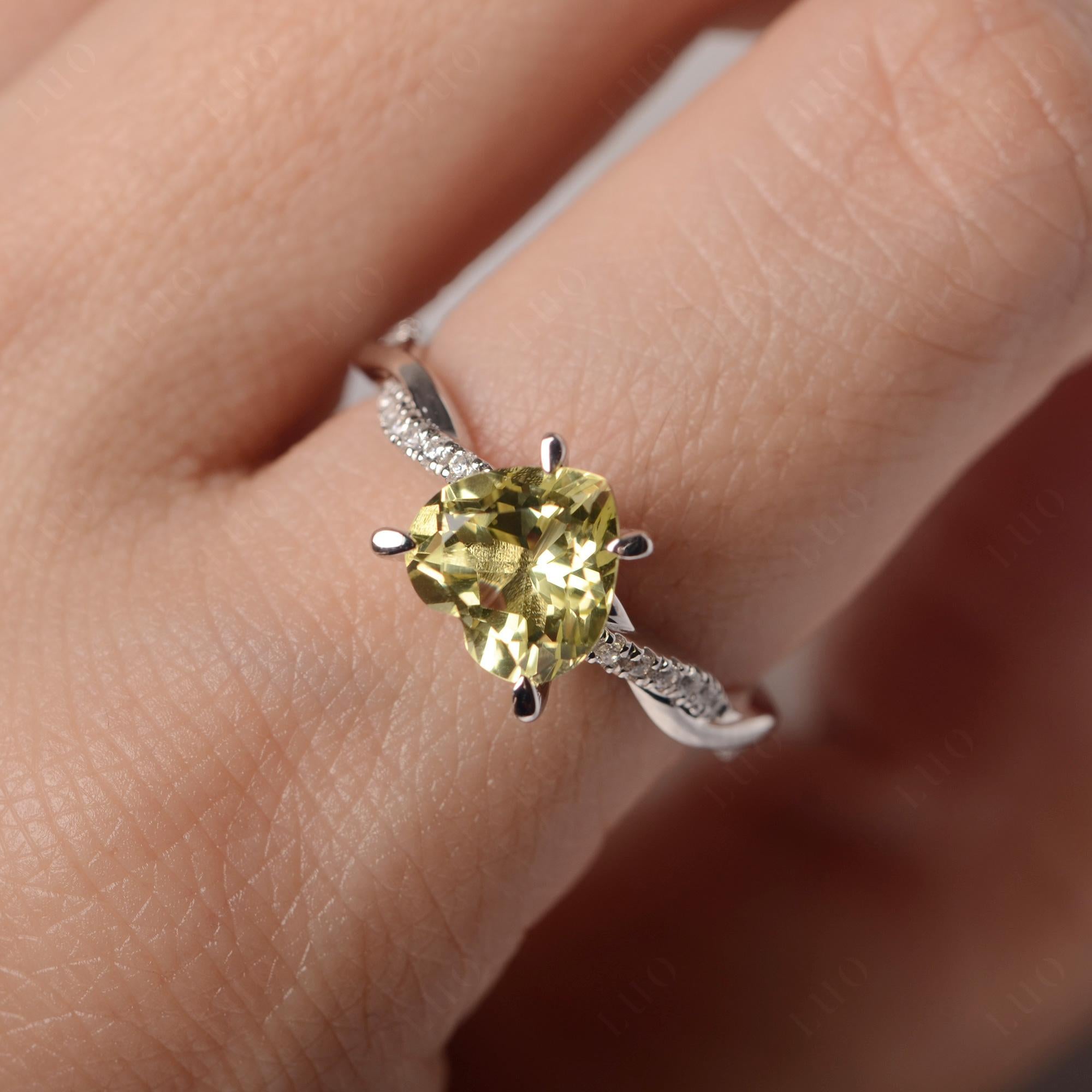 Twisted Heart Shaped Lemon Quartz Ring - LUO Jewelry