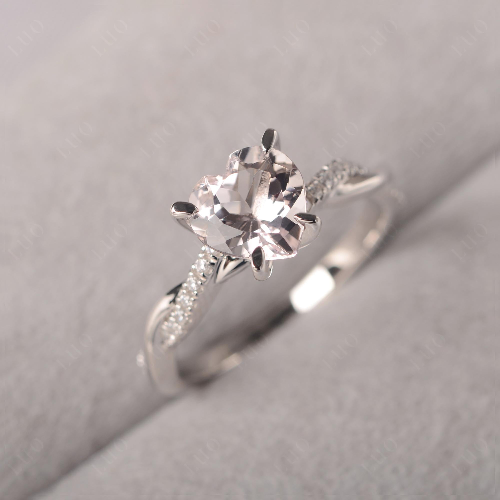Twisted Heart Shaped Morganite Ring - LUO Jewelry