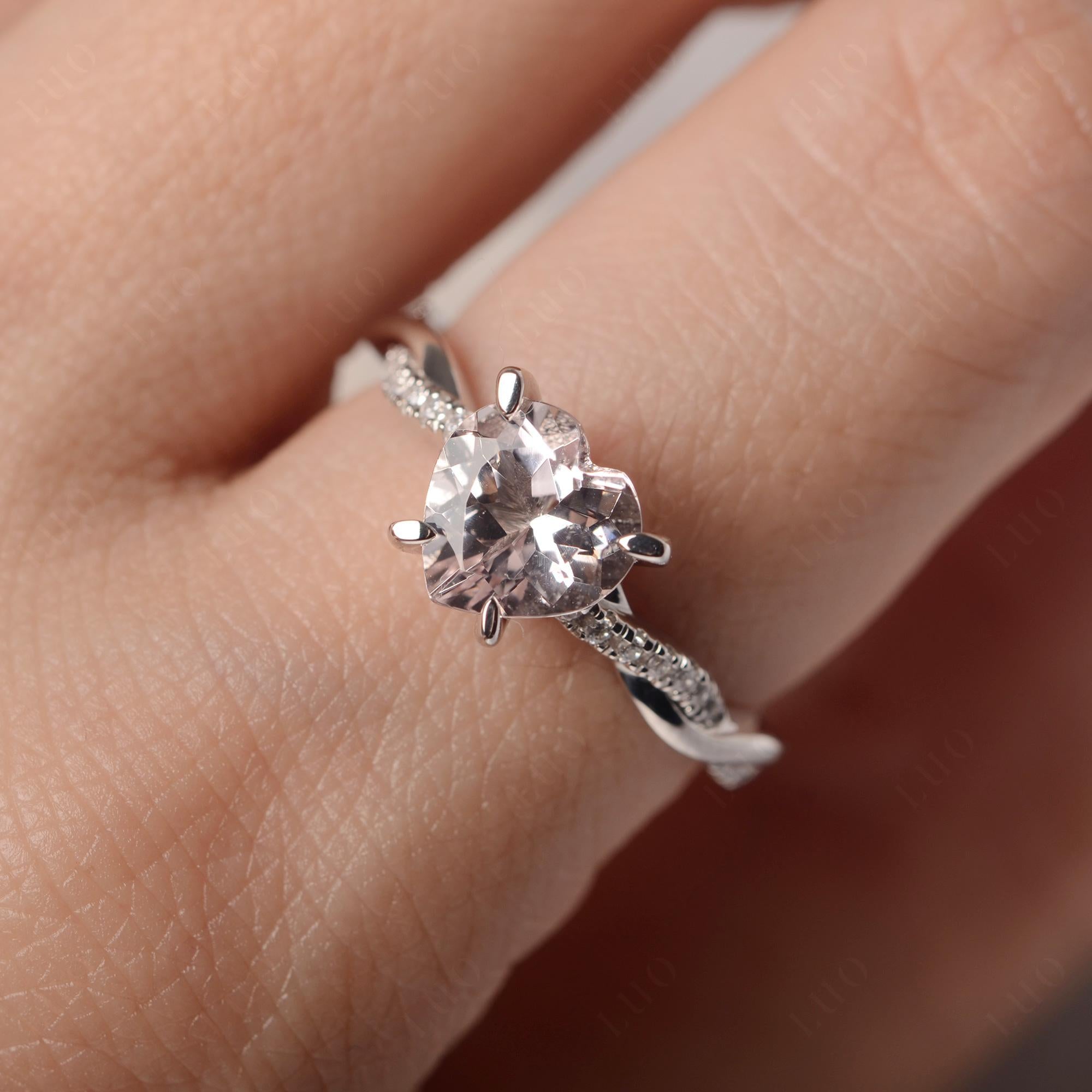 Twisted Heart Shaped Morganite Ring - LUO Jewelry