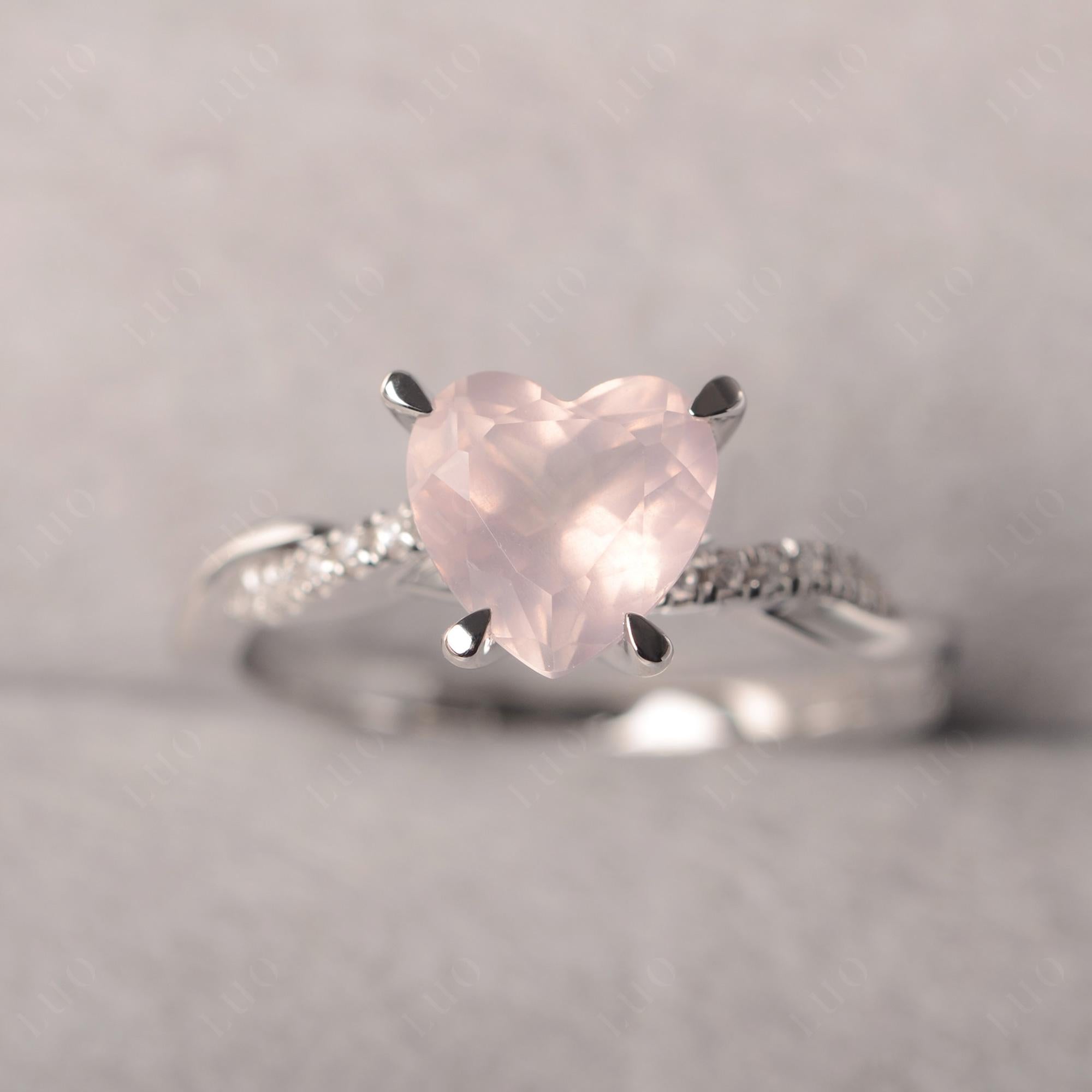 Twisted Heart Shaped Rose Quartz Ring - LUO Jewelry
