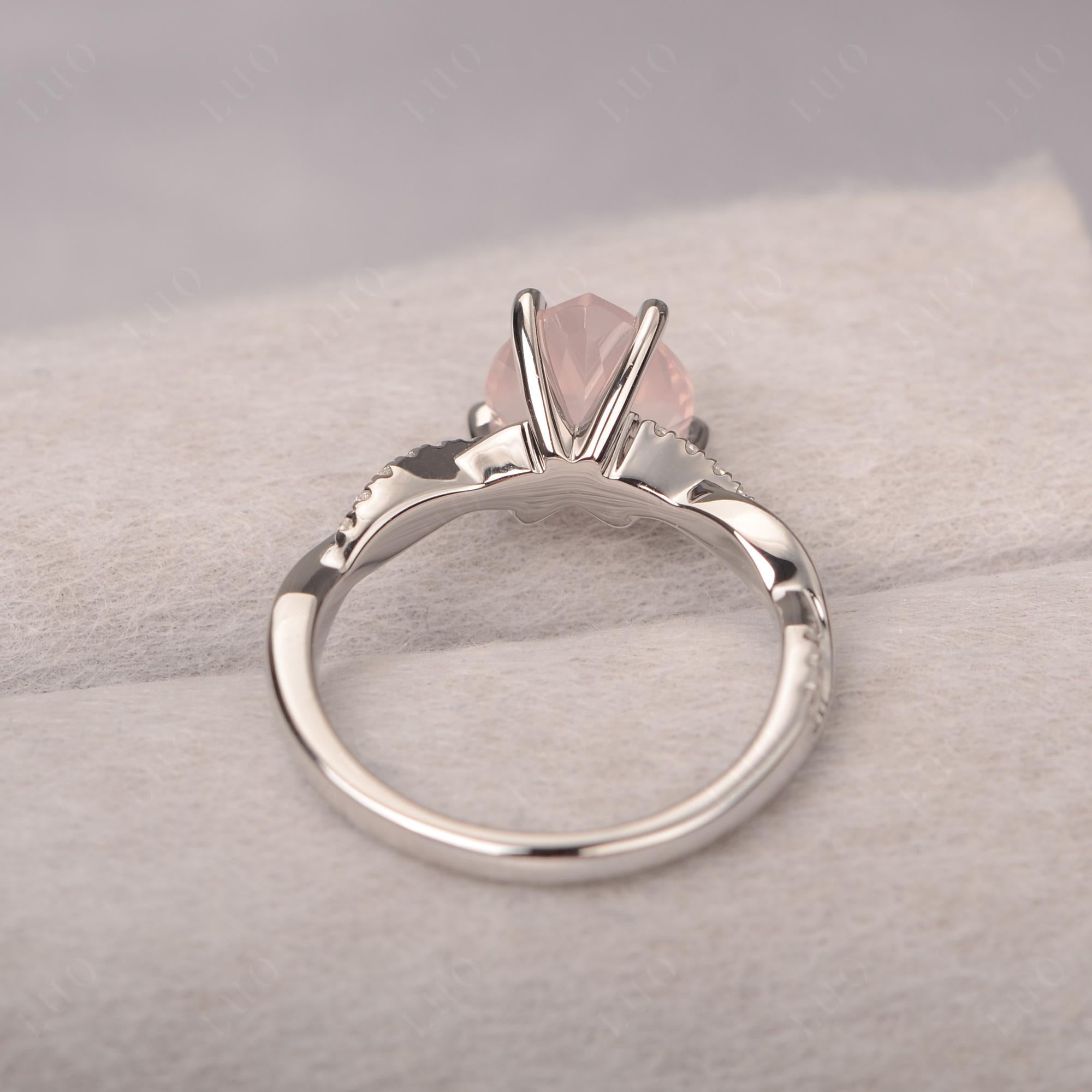 Twisted Heart Shaped Rose Quartz Ring - LUO Jewelry