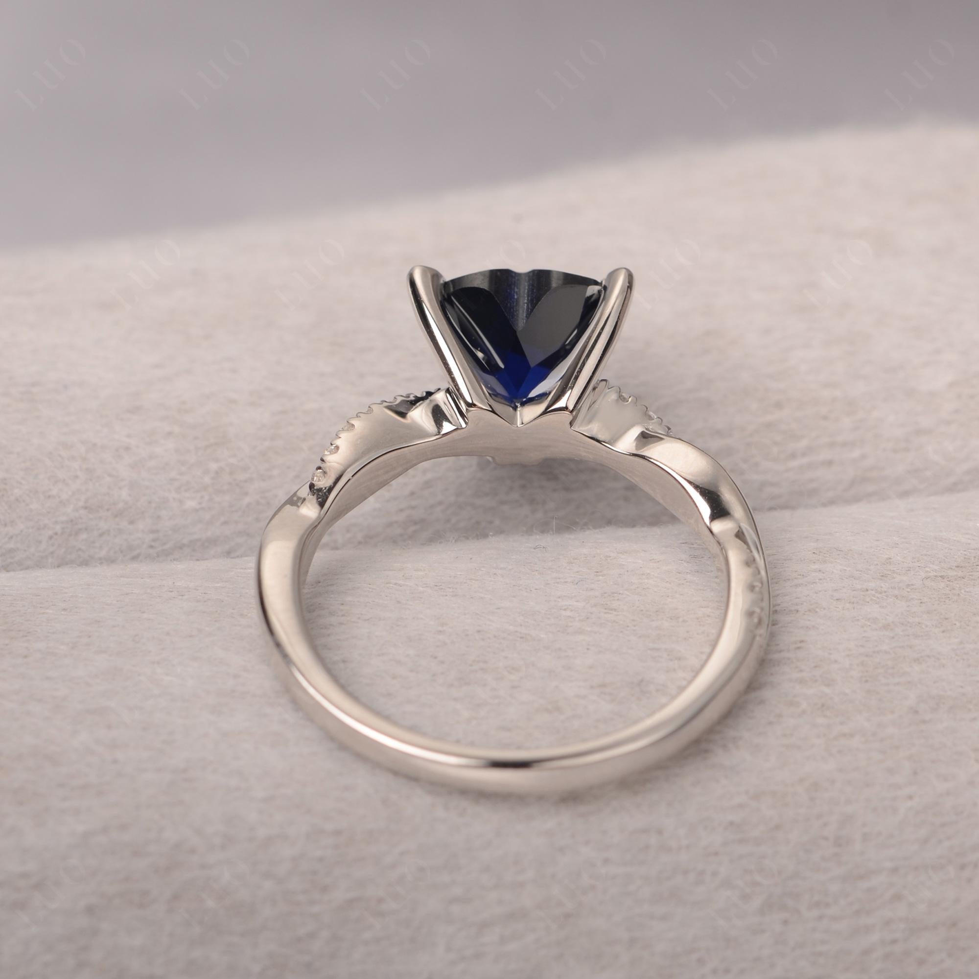 Twisted Heart Shaped Lab Sapphire Ring - LUO Jewelry