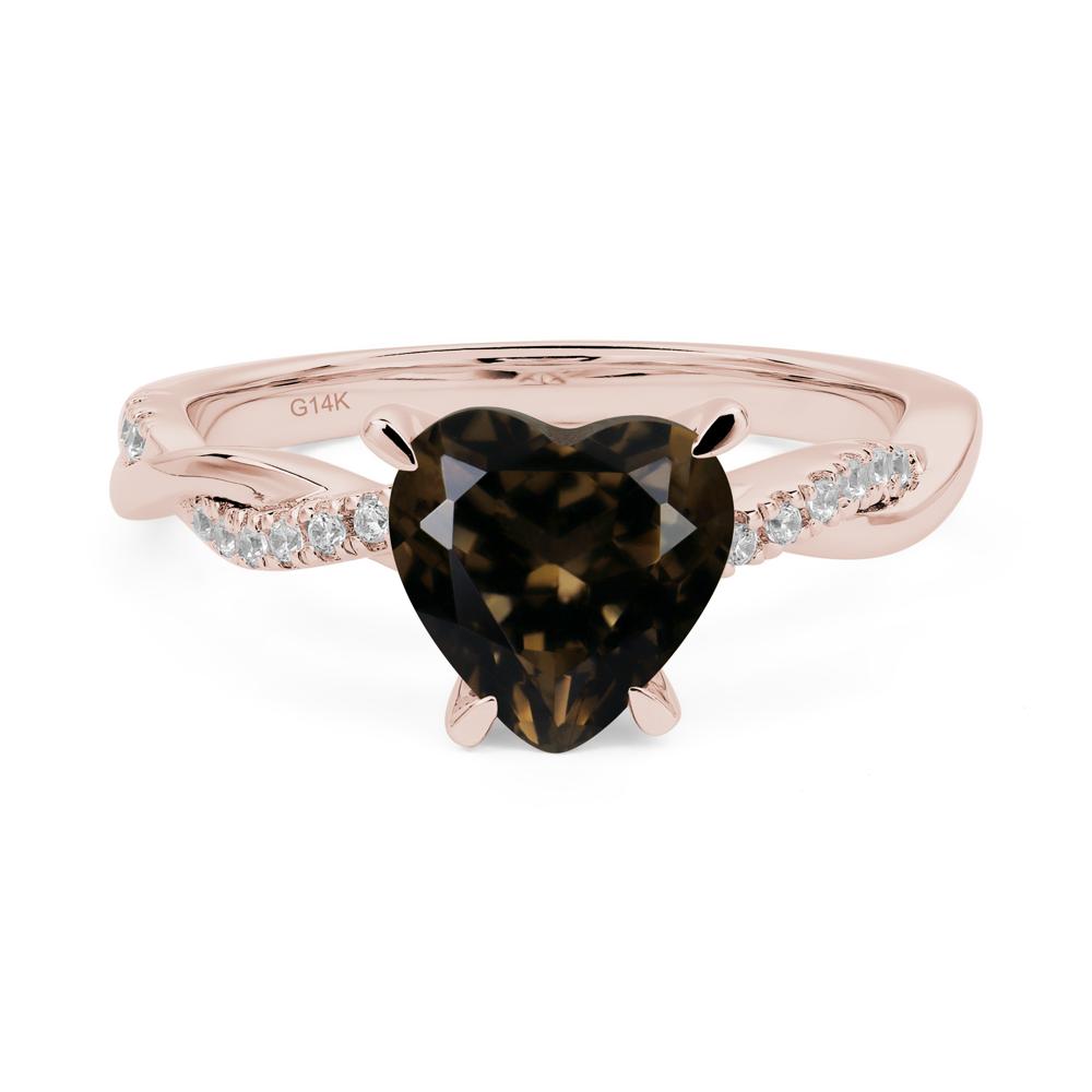 Twisted Heart Shaped Smoky Quartz Ring - LUO Jewelry #metal_14k rose gold