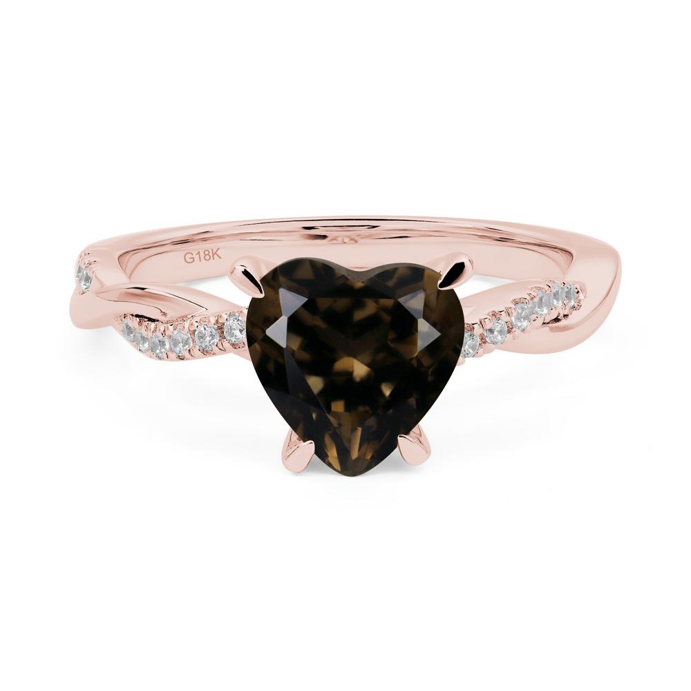Twisted Heart Shaped Smoky Quartz Ring - LUO Jewelry #metal_18k rose gold