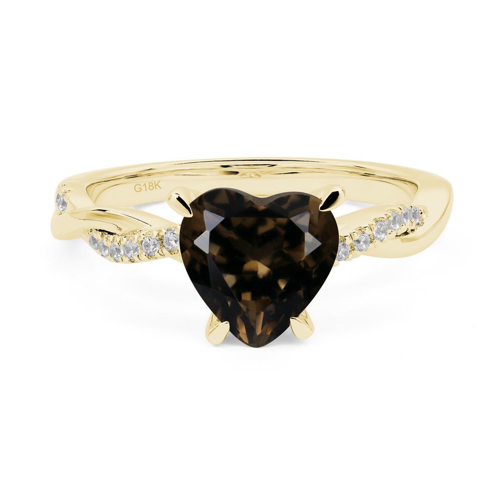 Twisted Heart Shaped Smoky Quartz Ring - LUO Jewelry #metal_18k yellow gold
