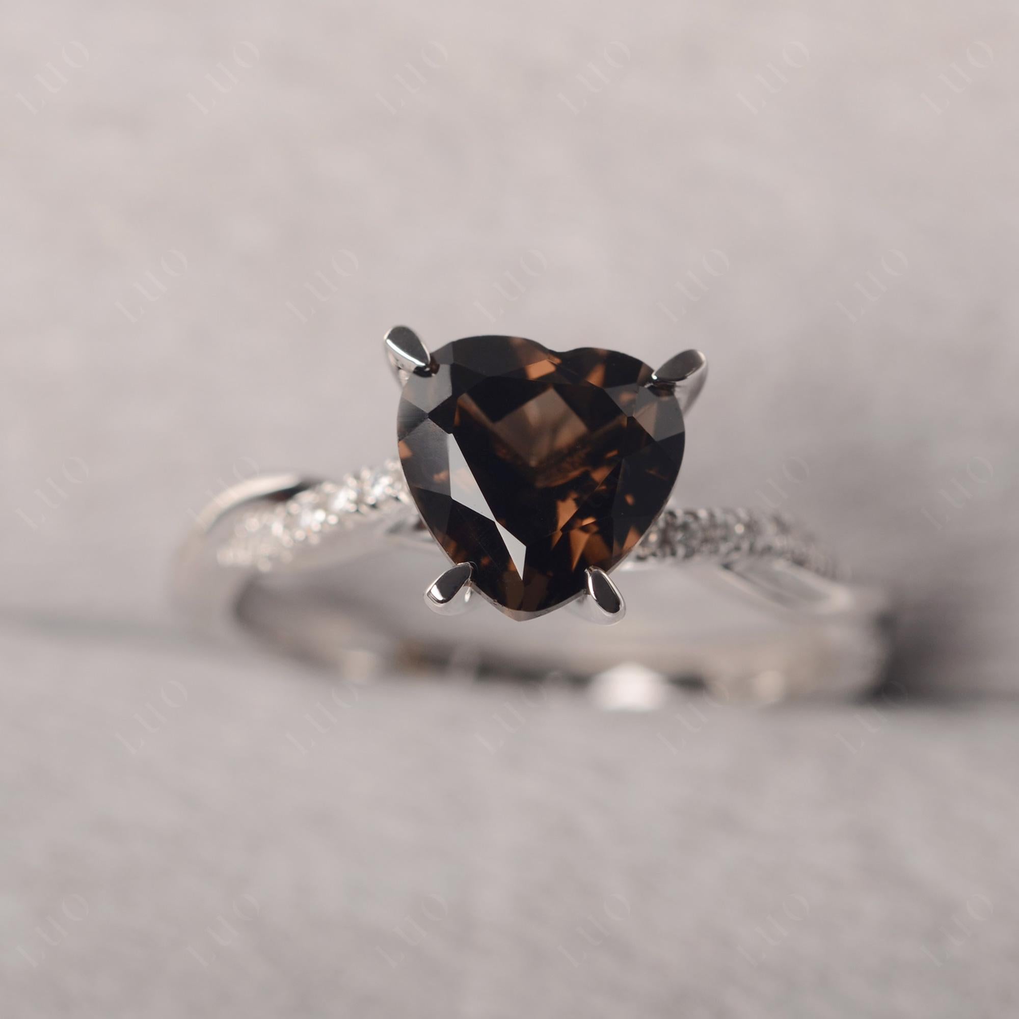 Twisted Heart Shaped Smoky Quartz Ring - LUO Jewelry