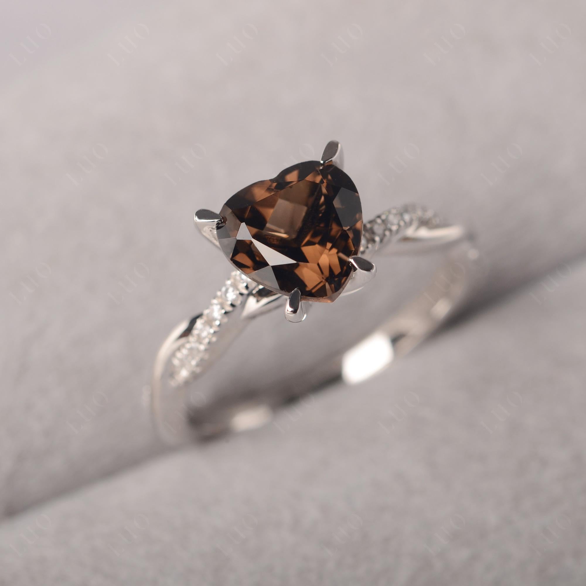 Twisted Heart Shaped Smoky Quartz Ring - LUO Jewelry