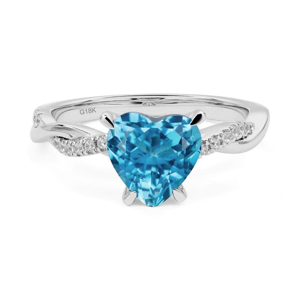 Twisted Heart Shaped Swiss Blue Topaz Ring - LUO Jewelry #metal_18k white gold