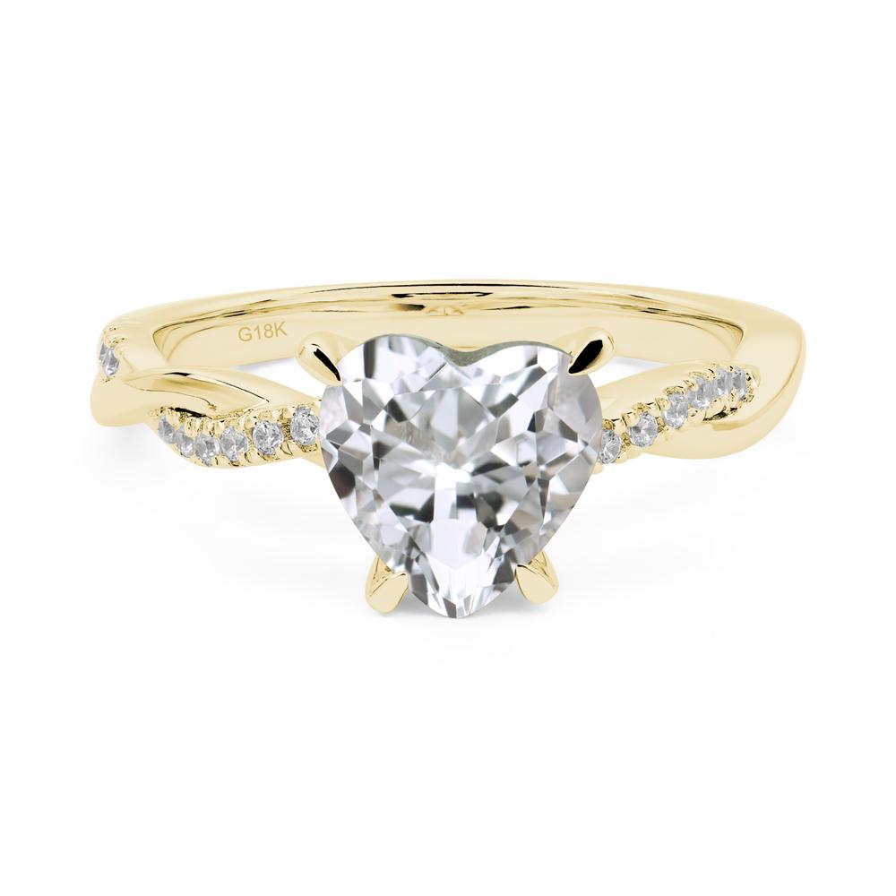 Twisted Heart Shaped White Topaz Ring - LUO Jewelry #metal_18k yellow gold
