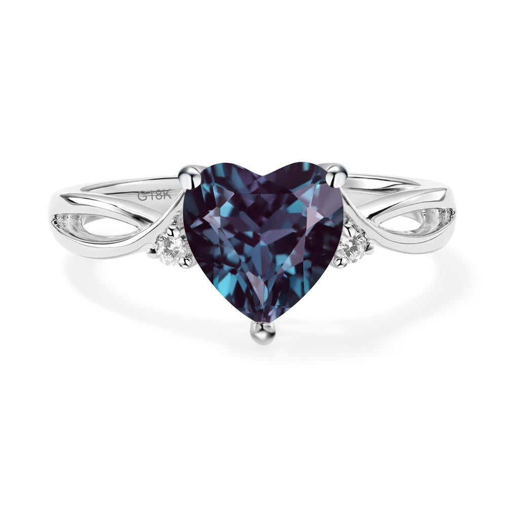 Heart Cut Alexandrite Engagement Ring - LUO Jewelry #metal_18k white gold