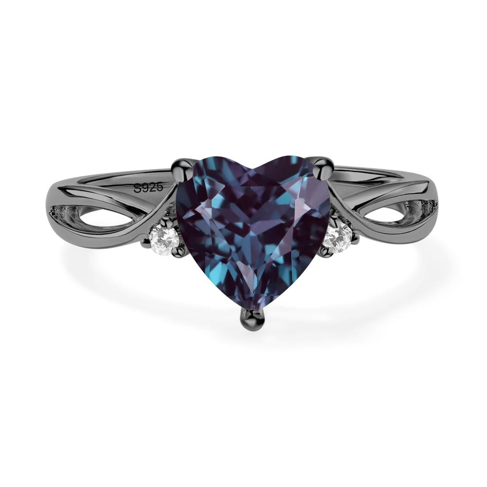 Heart Cut Alexandrite Engagement Ring - LUO Jewelry #metal_black finish sterling silver