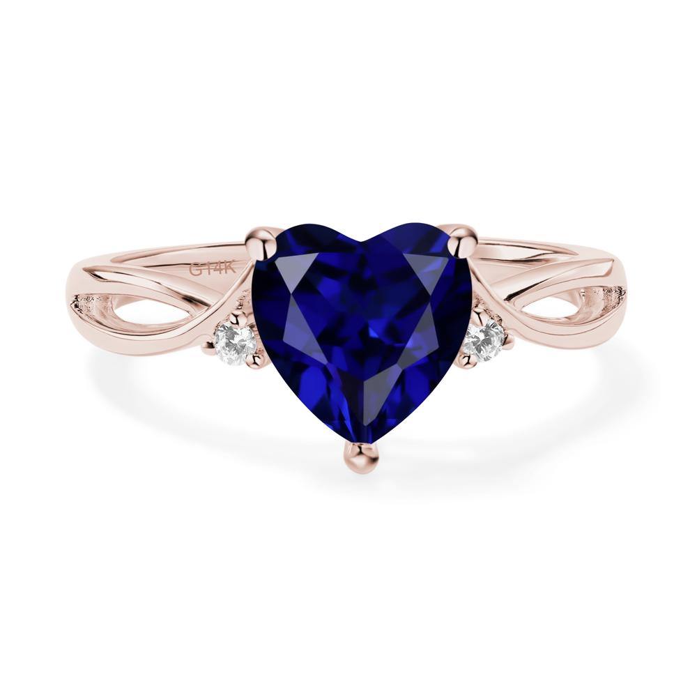 Heart Cut Lab Grown Sapphire Engagement Ring - LUO Jewelry #metal_14k rose gold